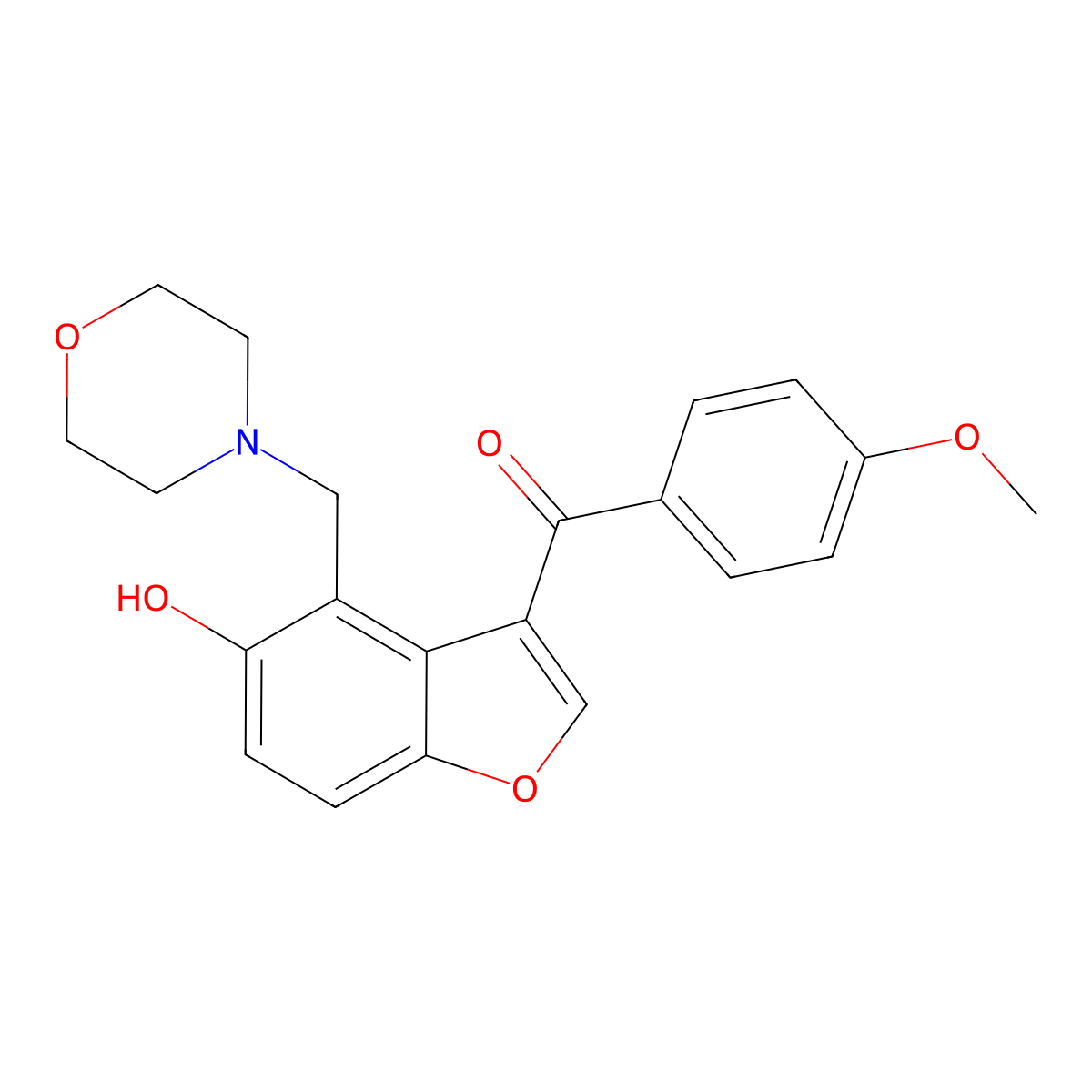 [5-Hydroxy-4-(morpholin-4-ylmethyl)-1-benzofuran-3-yl]-(4-methoxyphenyl)methanone molecular structure, CAS 681838-71-1