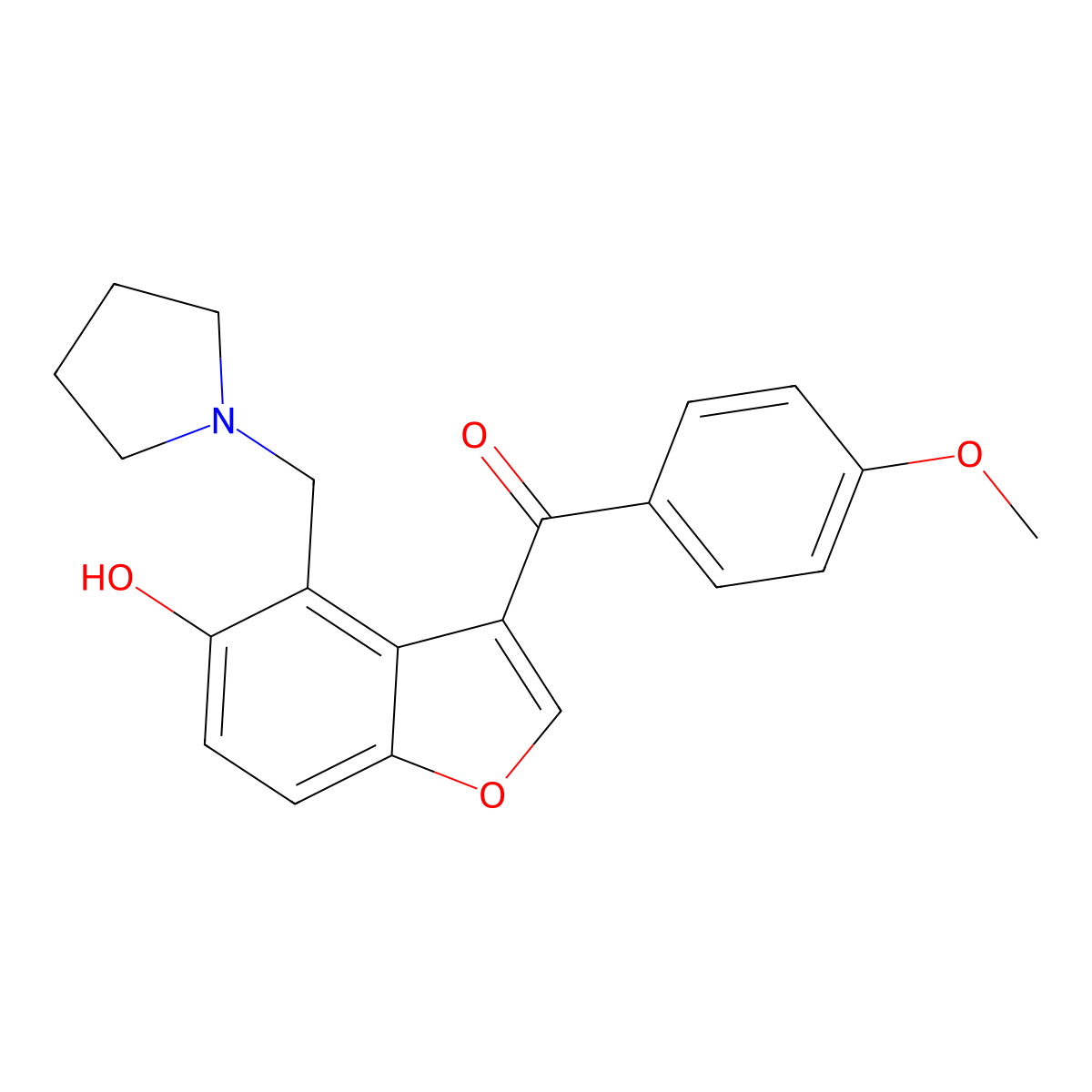 [5-Hydroxy-4-(pyrrolidin-1-ylmethyl)-1-benzofuran-3-yl]-(4-methoxyphenyl)methanone molecular structure, CAS 681838-73-3
