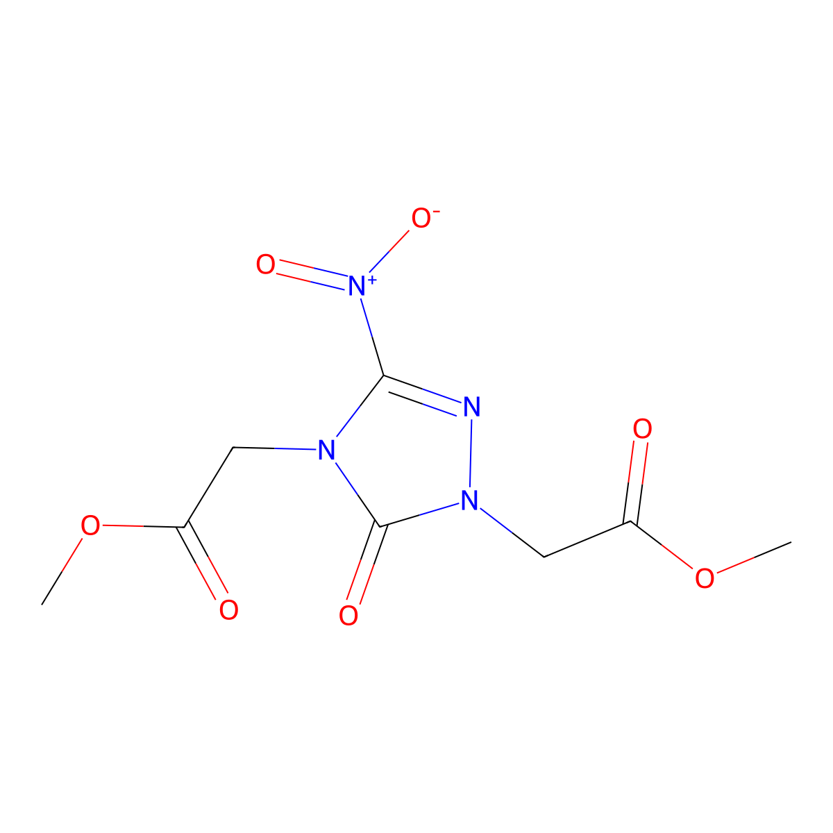 Methyl 2-[1-(2-methoxy-2-oxoethyl)-3-nitro-5-oxo-1,2,4-triazol-4-yl]acetate molecular structure, CAS 681838-81-3