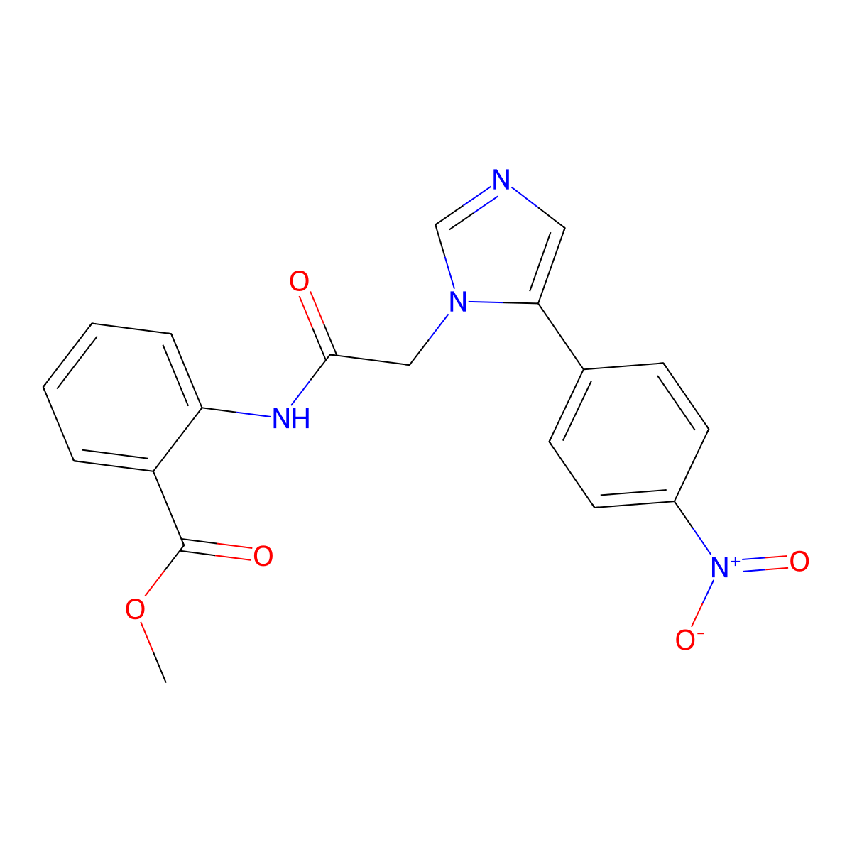 Methyl 2-[[2-[5-(4-nitrophenyl)imidazol-1-yl]acetyl]amino]benzoate molecular structure, CAS 681838-85-7