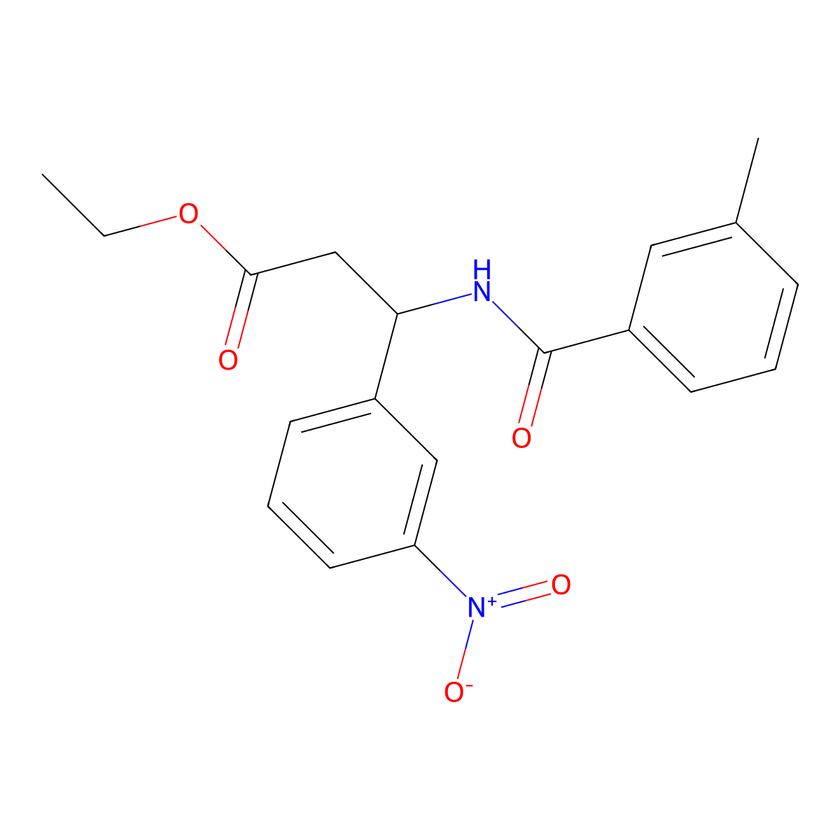 Ethyl 3-[(3-methylbenzoyl)amino]-3-(3-nitrophenyl)propanoate molecular structure, CAS 681840-46-0