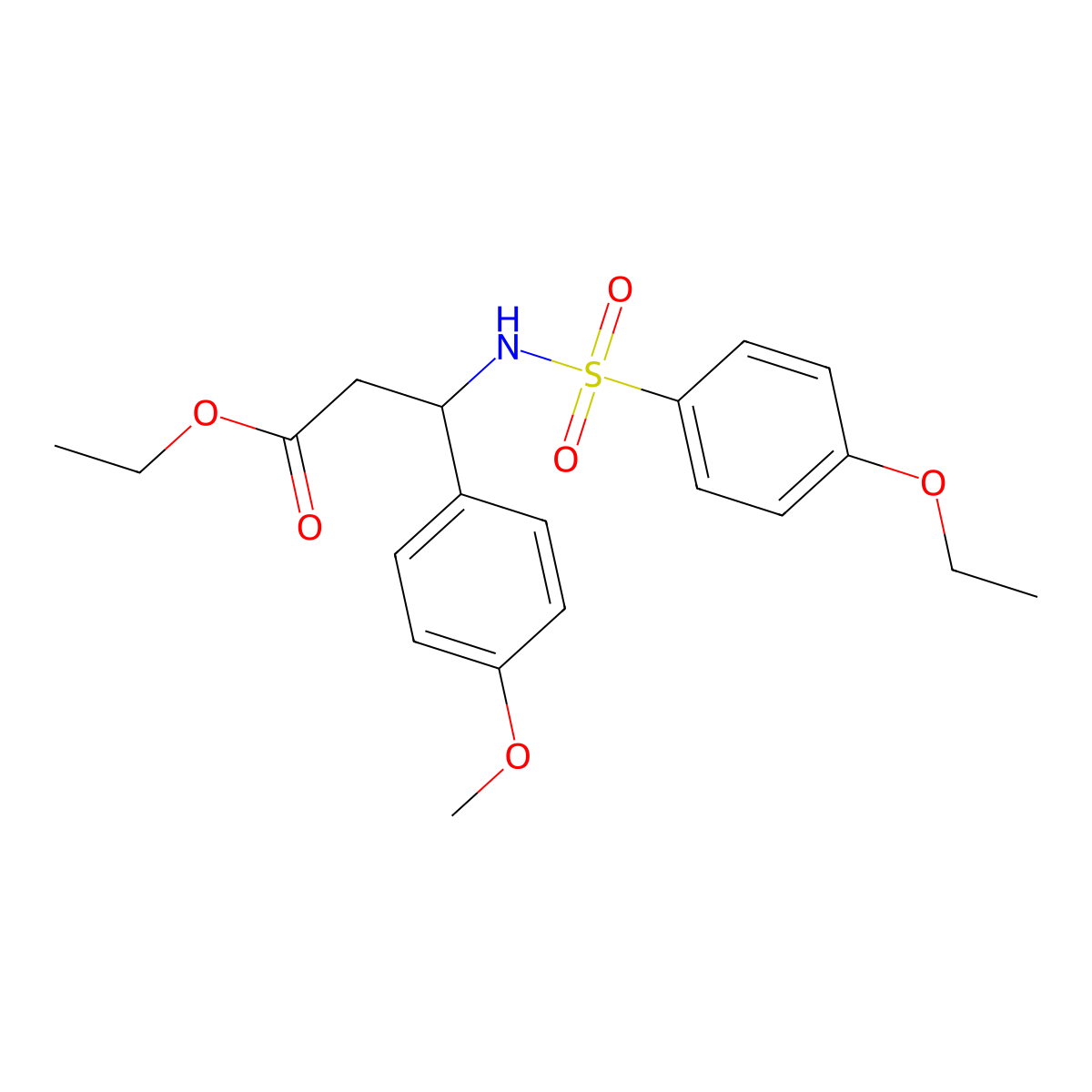 Ethyl 3-[(4-ethoxyphenyl)sulfonylamino]-3-(4-methoxyphenyl)propanoate molecular structure, CAS 681841-12-3