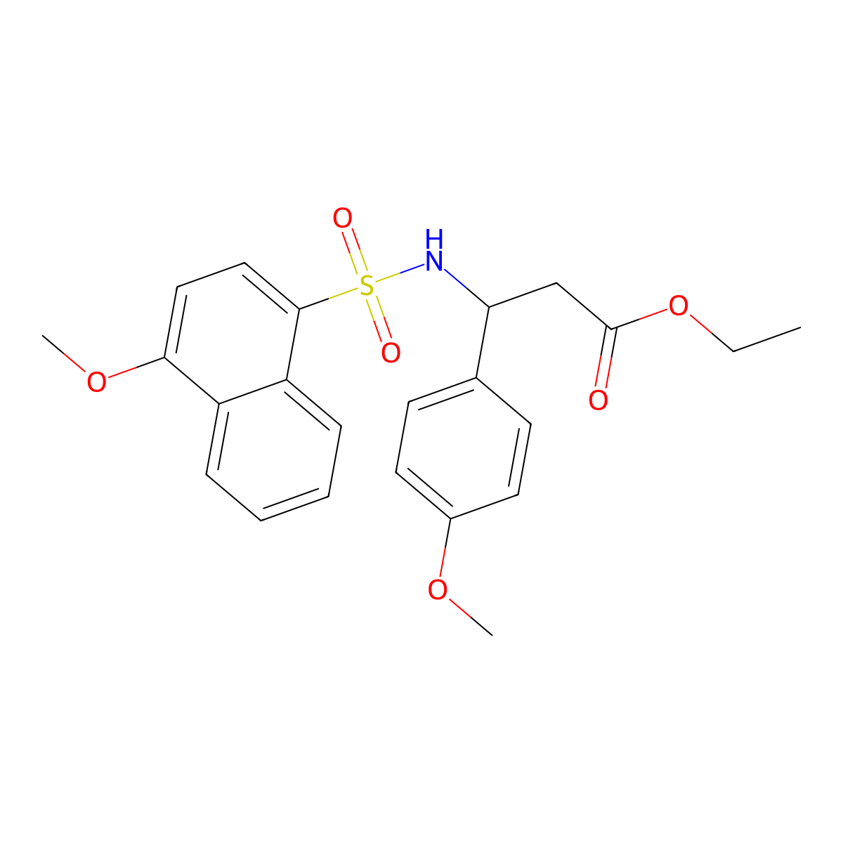 Ethyl 3-(4-methoxynaphthalene-1-sulfonamido)-3-(4-methoxyphenyl)propanoate molecular structure, CAS 681841-16-7