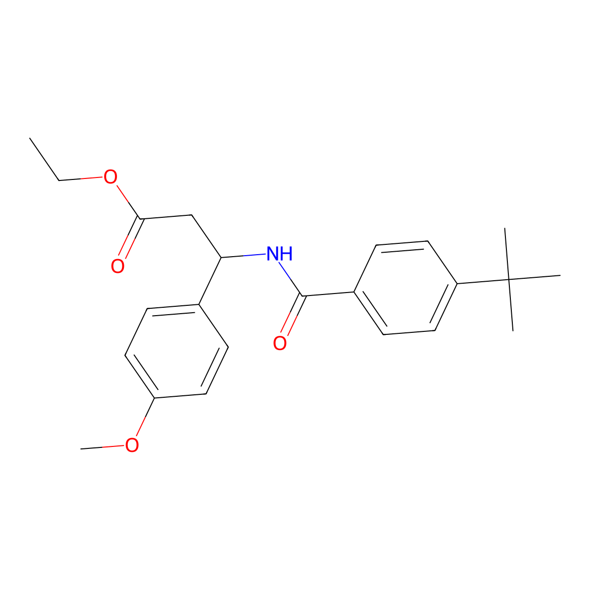 Propionic acid, 3-(4-tert-butylbenzoylamino)-3-(4-methoxyphenyl)-, ethyl ester molecular structure, CAS 681841-19-0