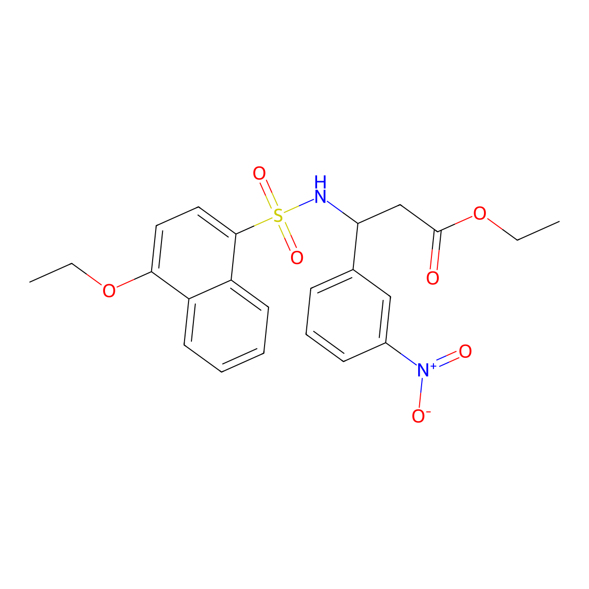 Ethyl 3-(4-ethoxynaphthalene-1-sulfonamido)-3-(3-nitrophenyl)propanoate molecular structure, CAS 681841-30-5