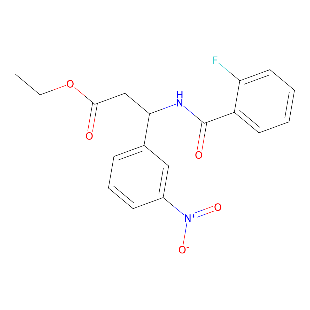 Ethyl 3-[(2-fluorophenyl)formamido]-3-(3-nitrophenyl)propanoate molecular structure, CAS 681841-33-8