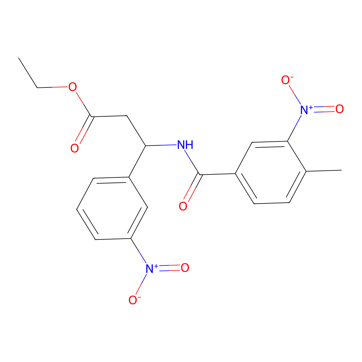 Ethyl 3-[(4-methyl-3-nitrophenyl)formamido]-3-(3-nitrophenyl)propanoate molecular structure, CAS 681841-35-0
