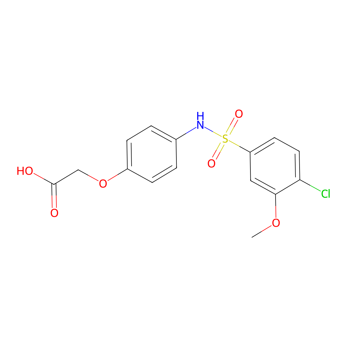 (4-{[(4-Chloro-3-methoxyphenyl)sulfonyl]amino}phenoxy)acetic acid molecular structure, CAS 681841-39-4