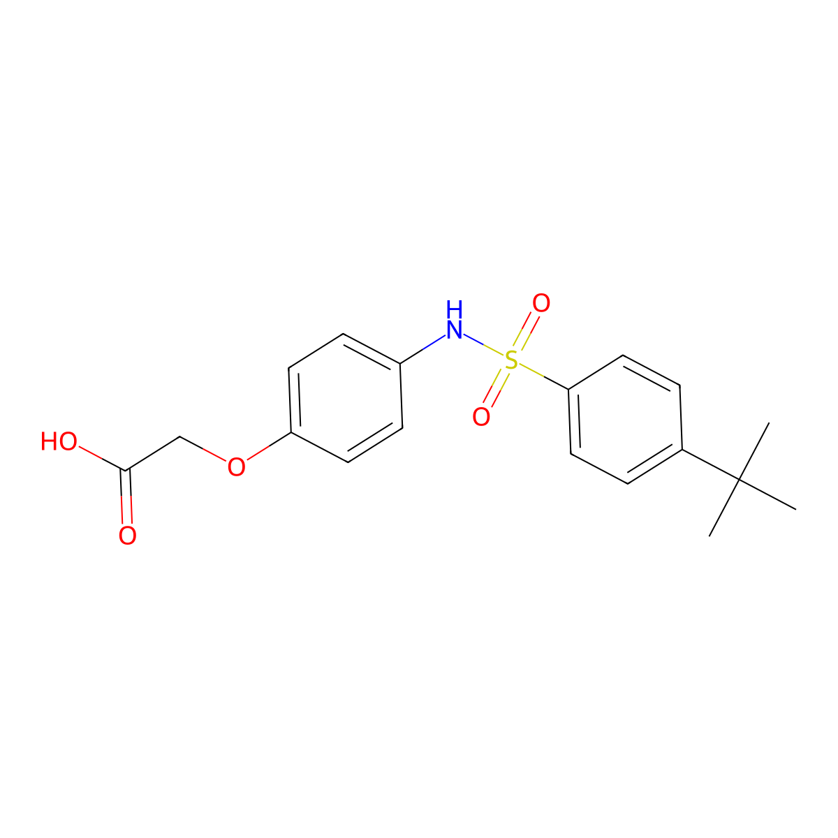 2-[4-(4-Tert-butylbenzenesulfonamido)phenoxy]acetic acid molecular structure, CAS 681841-44-1