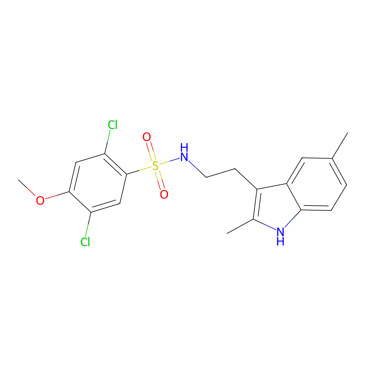 2,5-dichloro-N-[2-(2,5-dimethyl-1H-indol-3-yl)ethyl]-4-methoxybenzene-1-sulfonamide molecular structure, CAS 681841-50-9
