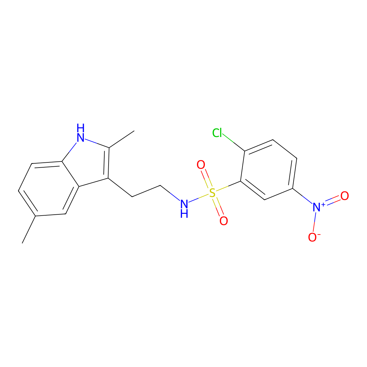 2-chloro-N-[2-(2,5-dimethyl-1H-indol-3-yl)ethyl]-5-nitrobenzene-1-sulfonamide molecular structure, CAS 681841-51-0