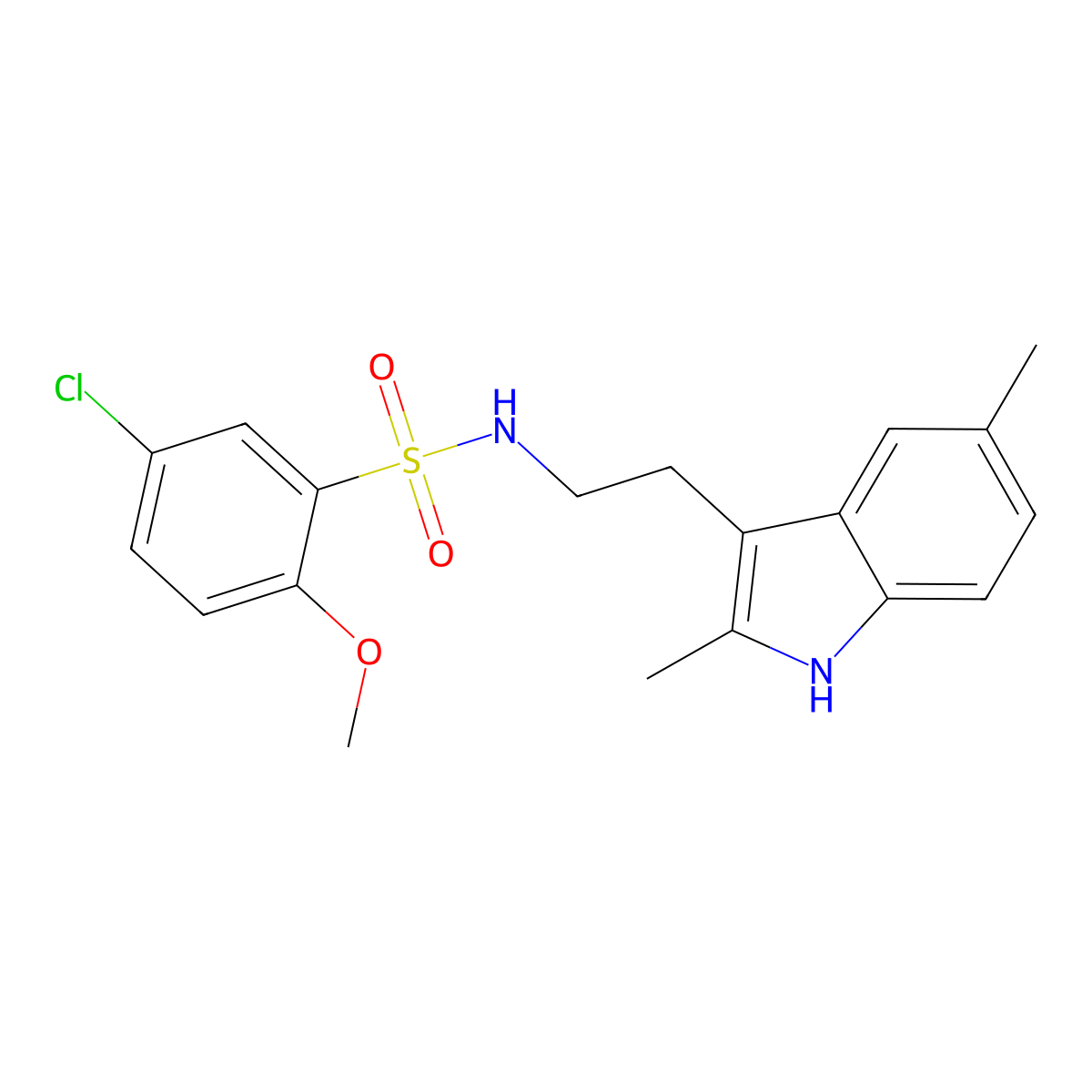 5-chloro-N-[2-(2,5-dimethyl-1H-indol-3-yl)ethyl]-2-methoxybenzene-1-sulfonamide molecular structure, CAS 681841-55-4