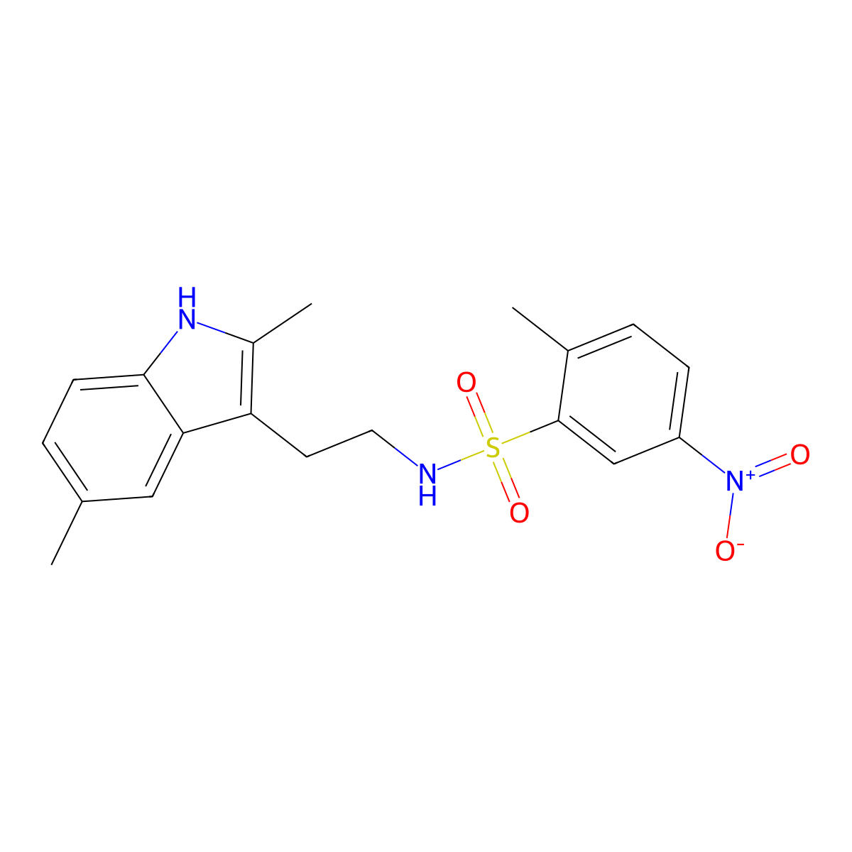 N-[2-(2,5-dimethyl-1H-indol-3-yl)ethyl]-2-methyl-5-nitrobenzene-1-sulfonamide molecular structure, CAS 681841-66-7