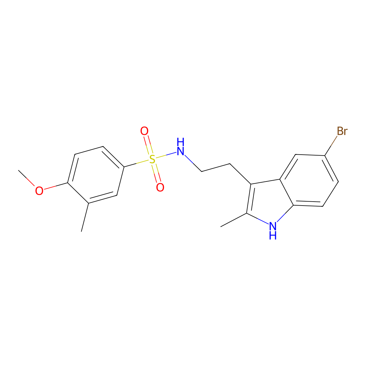 N-[2-(5-bromo-2-methyl-1H-indol-3-yl)ethyl]-4-methoxy-3-methylbenzenesulfonamide molecular structure, CAS 681841-78-1