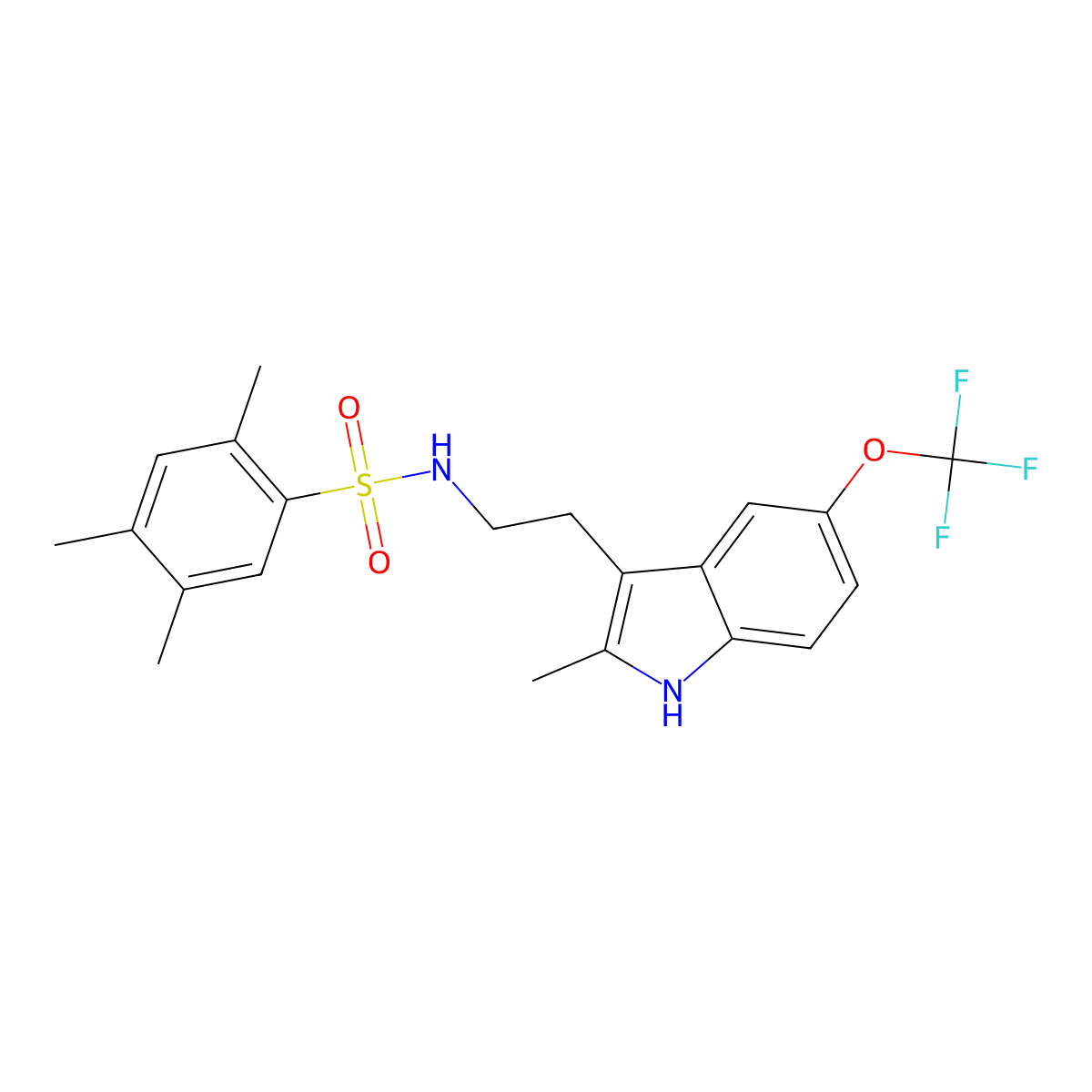 2,4,5-trimethyl-N-{2-[2-methyl-5-(trifluoromethoxy)-1H-indol-3-yl]ethyl}benzenesulfonamide molecular structure, CAS 681841-88-3