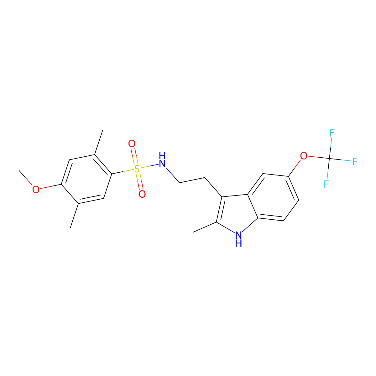 4-methoxy-2,5-dimethyl-N-{2-[2-methyl-5-(trifluoromethoxy)-1H-indol-3-yl]ethyl}benzenesulfonamide molecular structure, CAS 681841-90-7