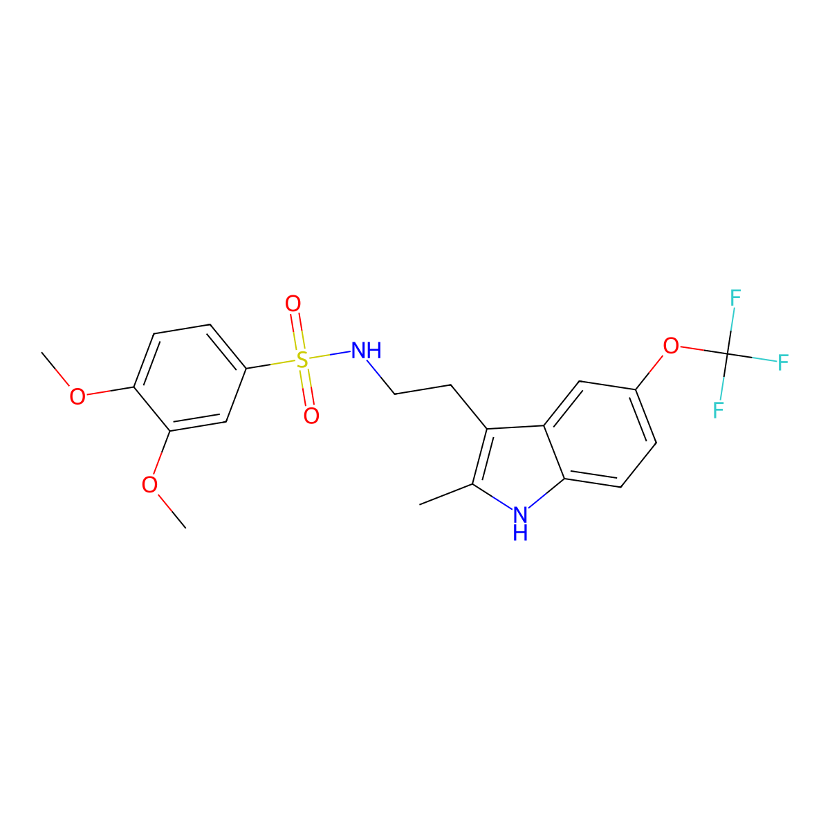 3,4-dimethoxy-N-{2-[2-methyl-5-(trifluoromethoxy)-1H-indol-3-yl]ethyl}benzenesulfonamide molecular structure, CAS 681841-94-1