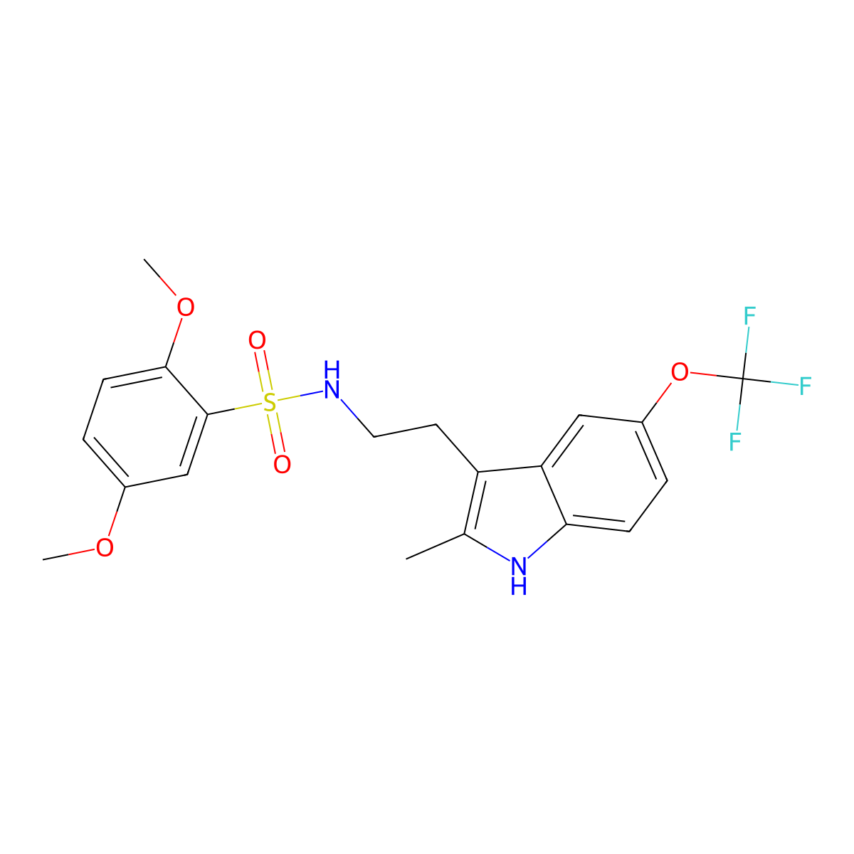 2,5-dimethoxy-N-{2-[2-methyl-5-(trifluoromethoxy)-1H-indol-3-yl]ethyl}benzenesulfonamide molecular structure, CAS 681844-00-8
