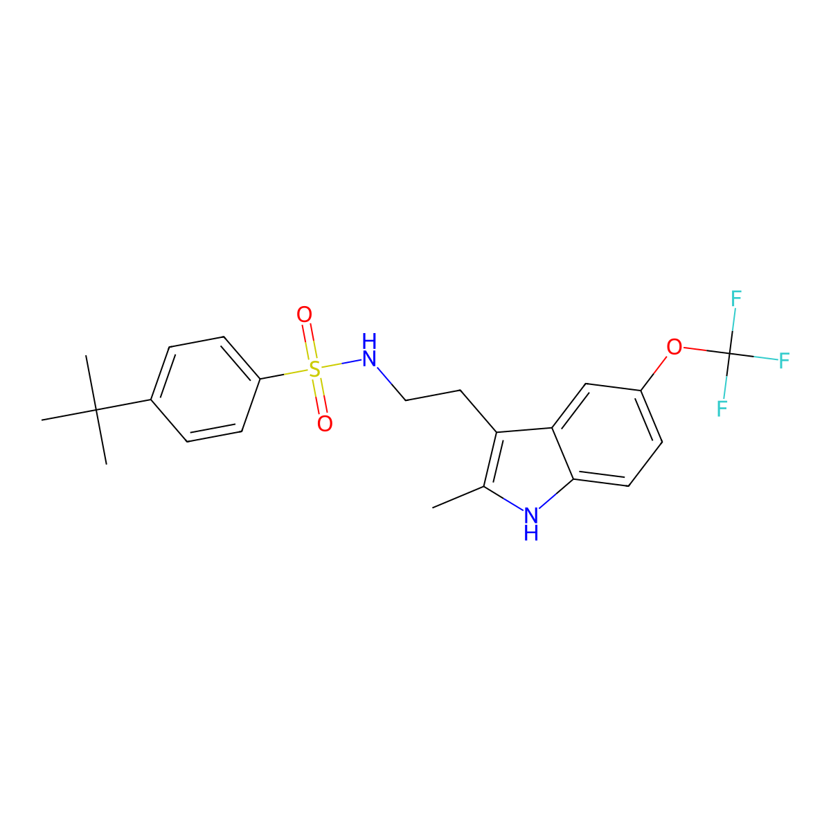 4-tert-butyl-N-{2-[2-methyl-5-(trifluoromethoxy)-1H-indol-3-yl]ethyl}benzenesulfonamide molecular structure, CAS 681844-02-0