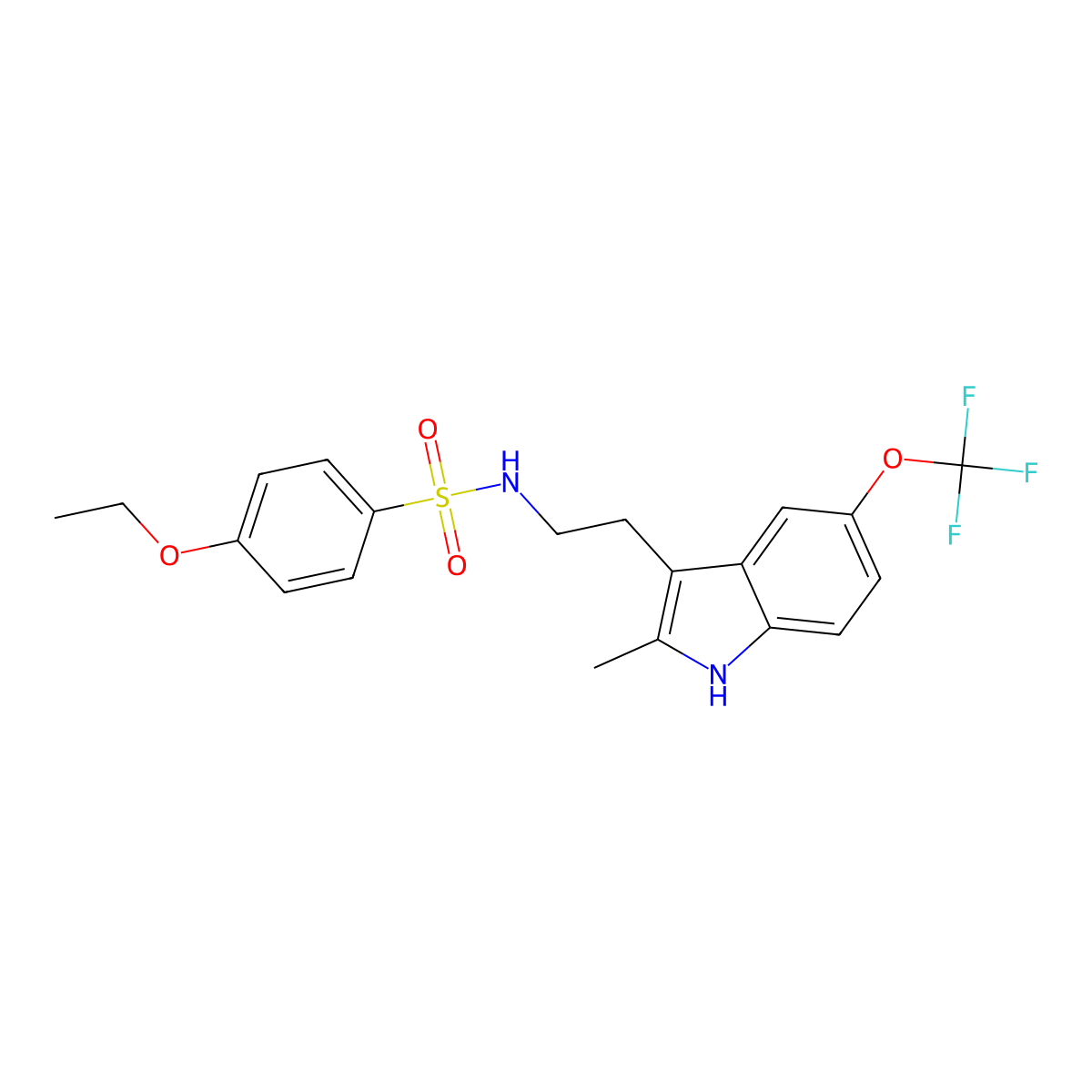 4-ethoxy-N-{2-[2-methyl-5-(trifluoromethoxy)-1H-indol-3-yl]ethyl}benzenesulfonamide molecular structure, CAS 681844-04-2