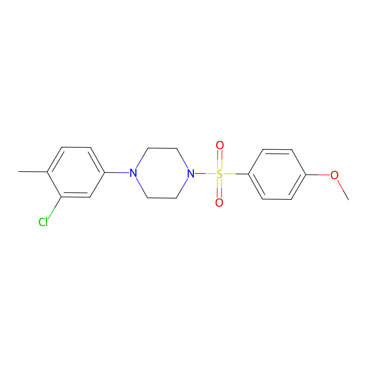 1-(3-Chloro-4-methylphenyl)-4-(4-methoxybenzenesulfonyl)piperazine molecular structure, CAS 681844-19-9