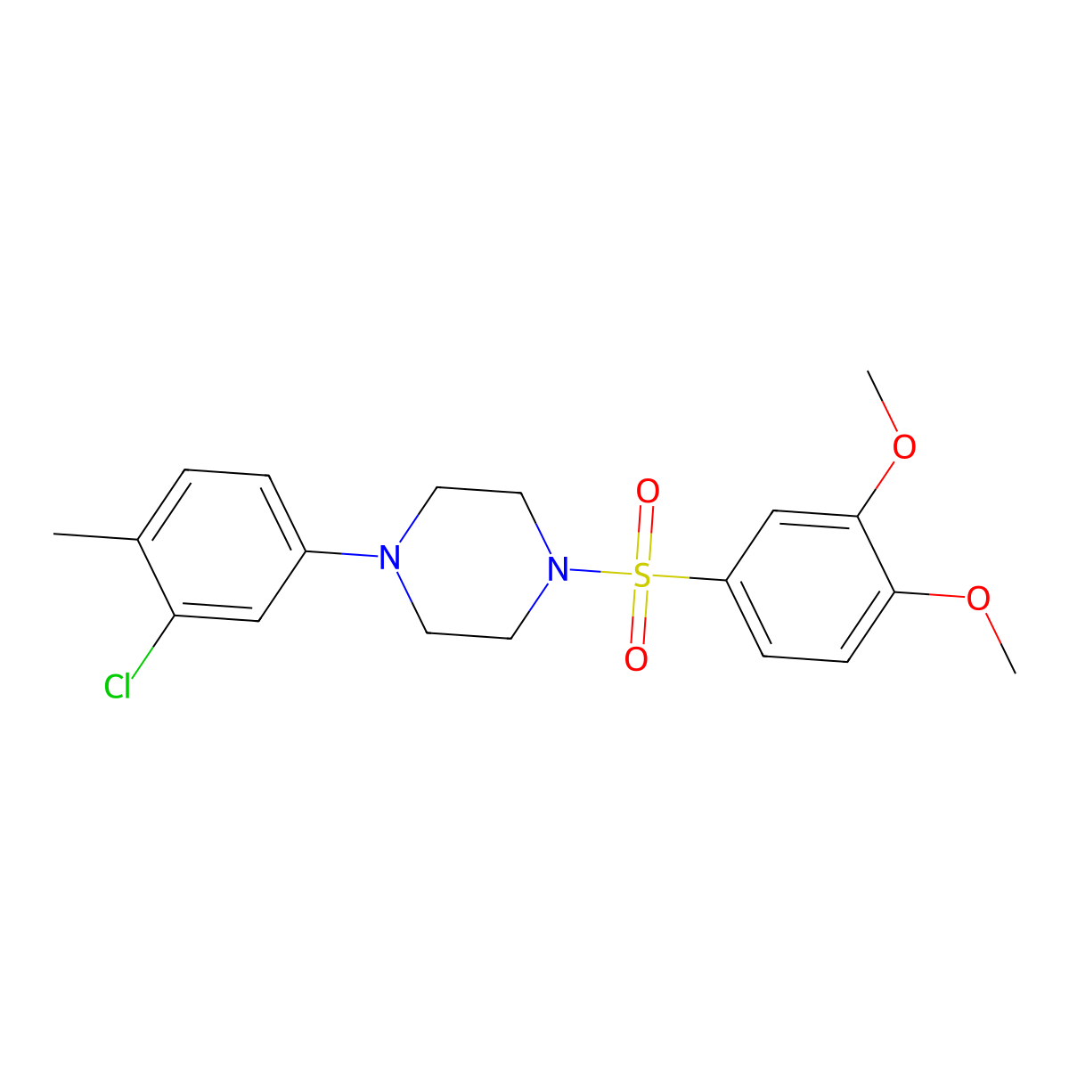 1-(3-Chloro-4-methylphenyl)-4-(3,4-dimethoxyphenyl)sulfonylpiperazine molecular structure, CAS 681844-23-5