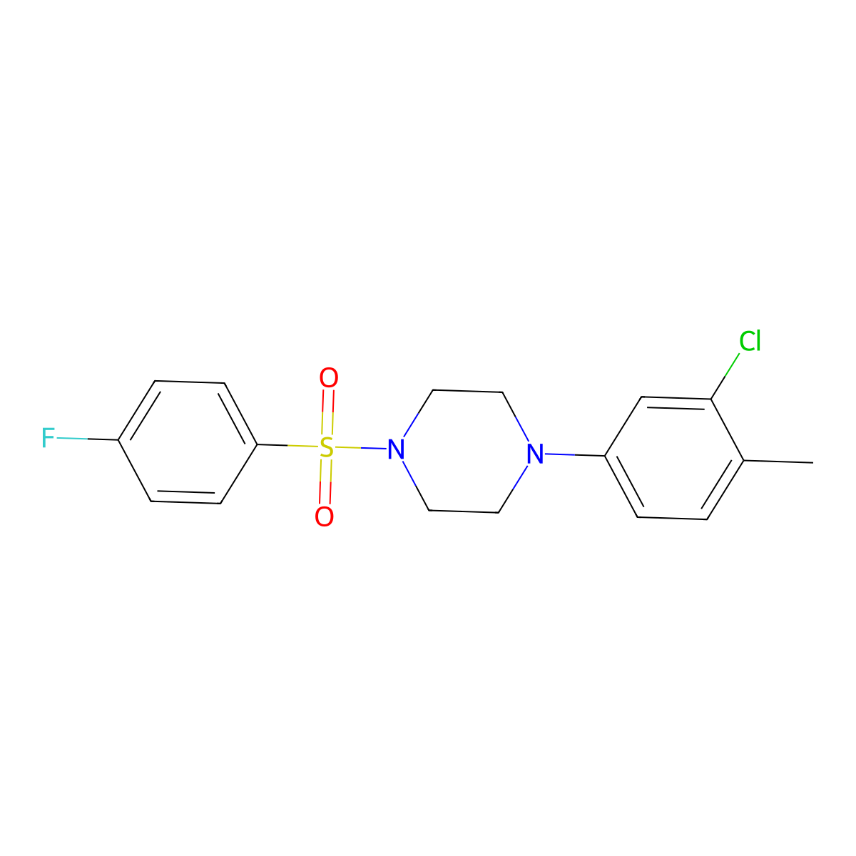 1-(3-Chloro-4-methylphenyl)-4-[(4-fluorophenyl)sulfonyl]piperazine molecular structure, CAS 681844-28-0