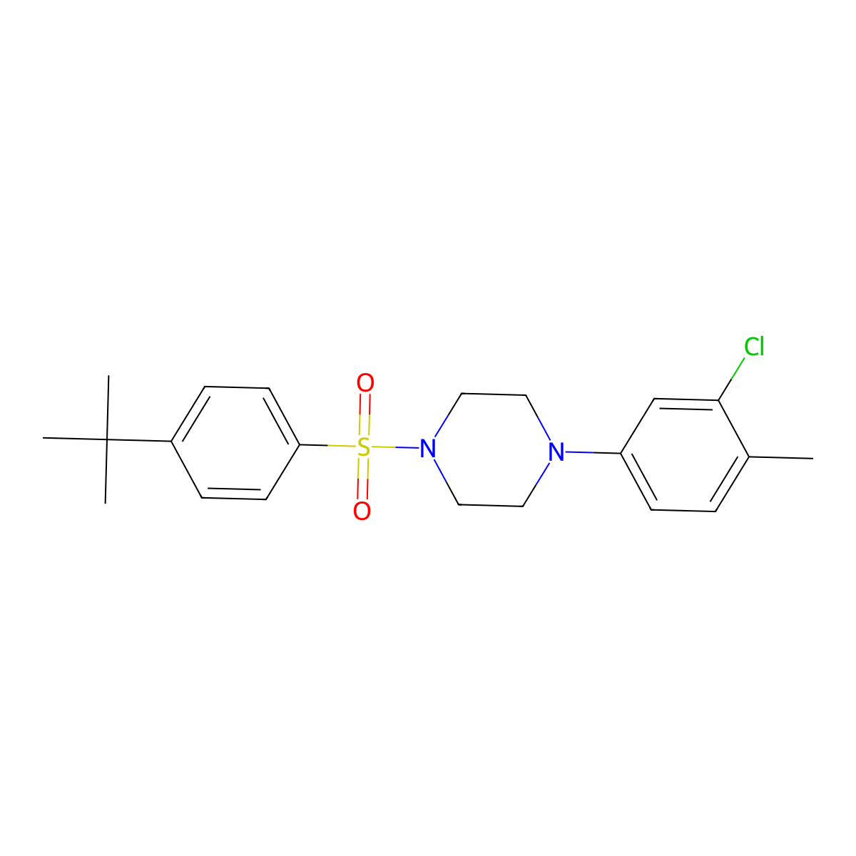 1-(4-Tert-butylbenzenesulfonyl)-4-(3-chloro-4-methylphenyl)piperazine molecular structure, CAS 681844-30-4