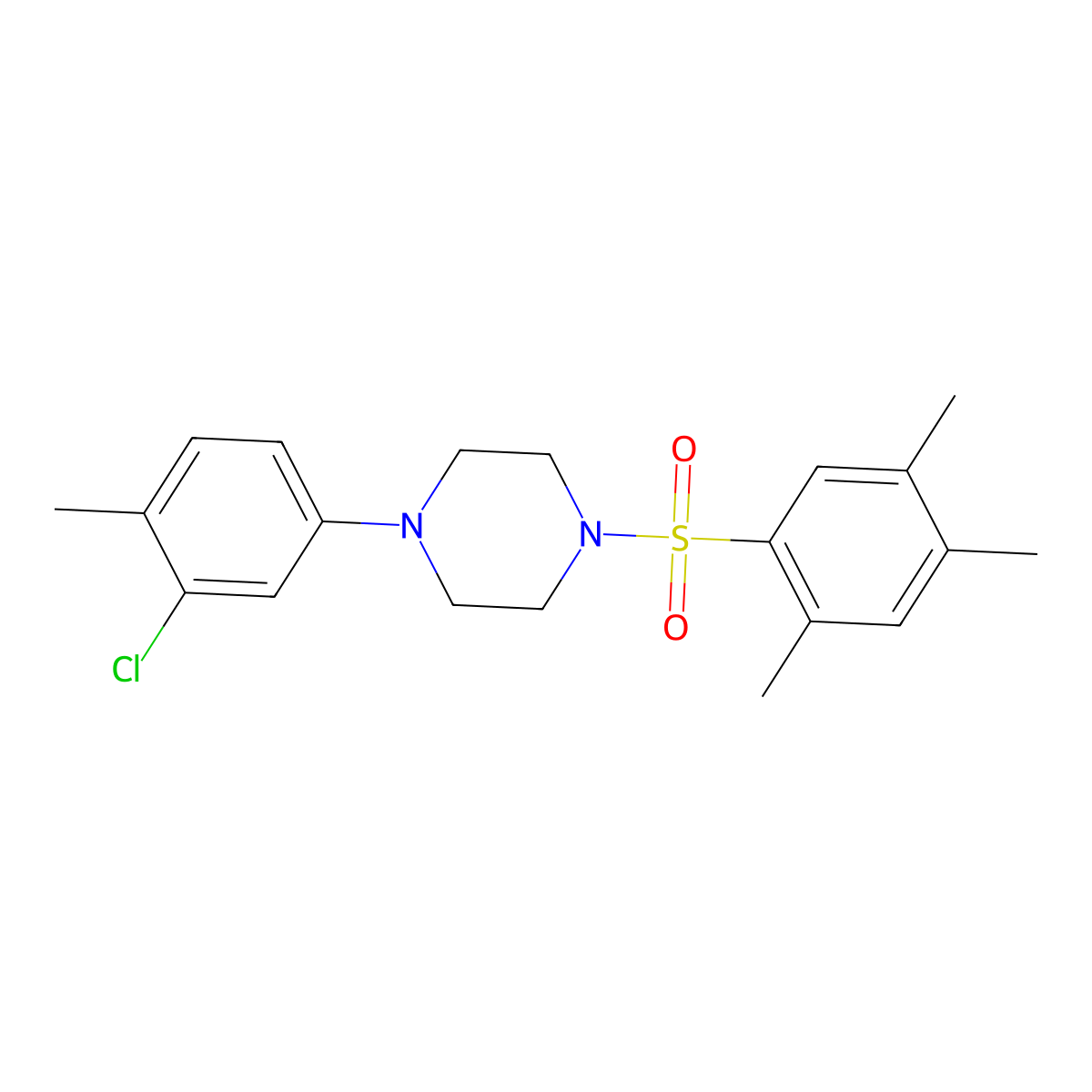 1-(3-Chloro-4-methylphenyl)-4-[(2,4,5-trimethylphenyl)sulfonyl]piperazine molecular structure, CAS 681844-32-6