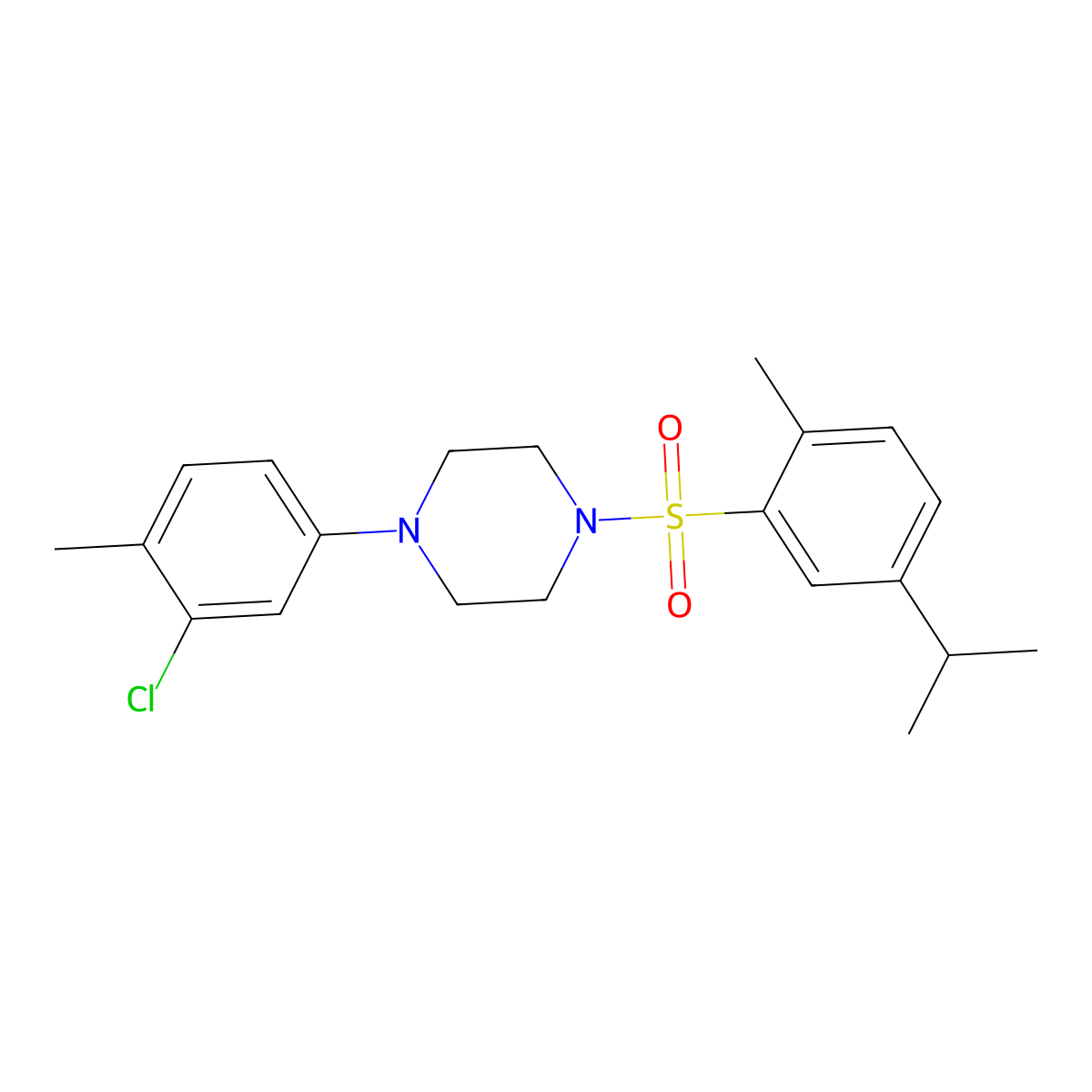 1-(3-Chloro-4-methylphenyl)-4-[(5-isopropyl-2-methylphenyl)sulfonyl]piperazine molecular structure, CAS 681844-33-7