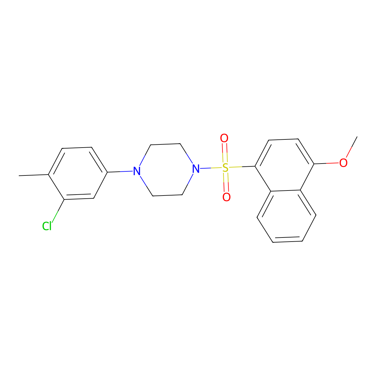 1-(3-Chloro-4-methylphenyl)-4-[(4-methoxynaphthalen-1-yl)sulfonyl]piperazine molecular structure, CAS 681844-36-0