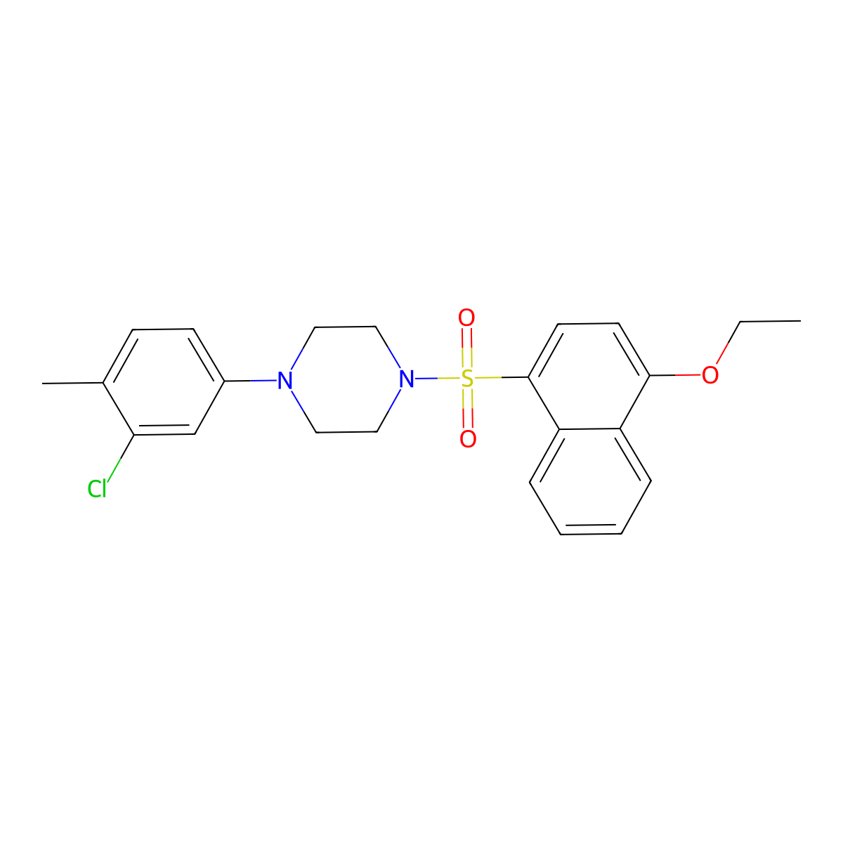 1-(3-Chloro-4-methylphenyl)-4-[(4-ethoxynaphthalen-1-yl)sulfonyl]piperazine molecular structure, CAS 681844-37-1