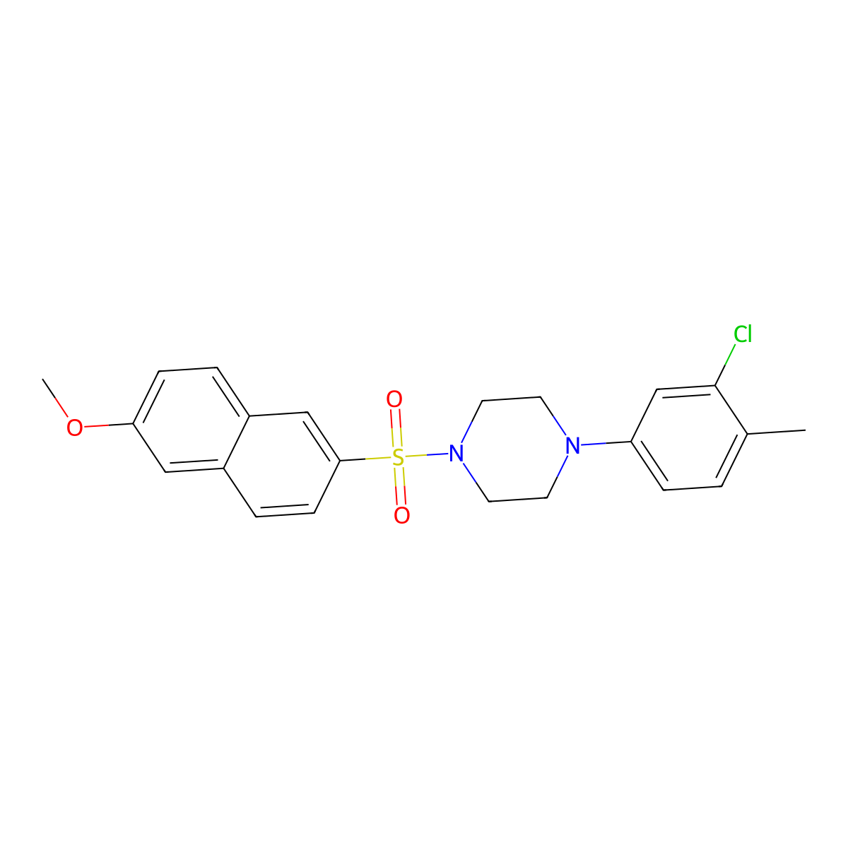 1-(3-Chloro-4-methylphenyl)-4-[(6-methoxynaphthalen-2-yl)sulfonyl]piperazine molecular structure, CAS 681844-38-2
