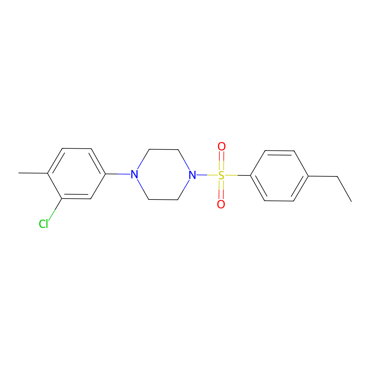 1-(3-Chloro-4-methylphenyl)-4-[(4-ethylphenyl)sulfonyl]piperazine molecular structure, CAS 681844-40-6