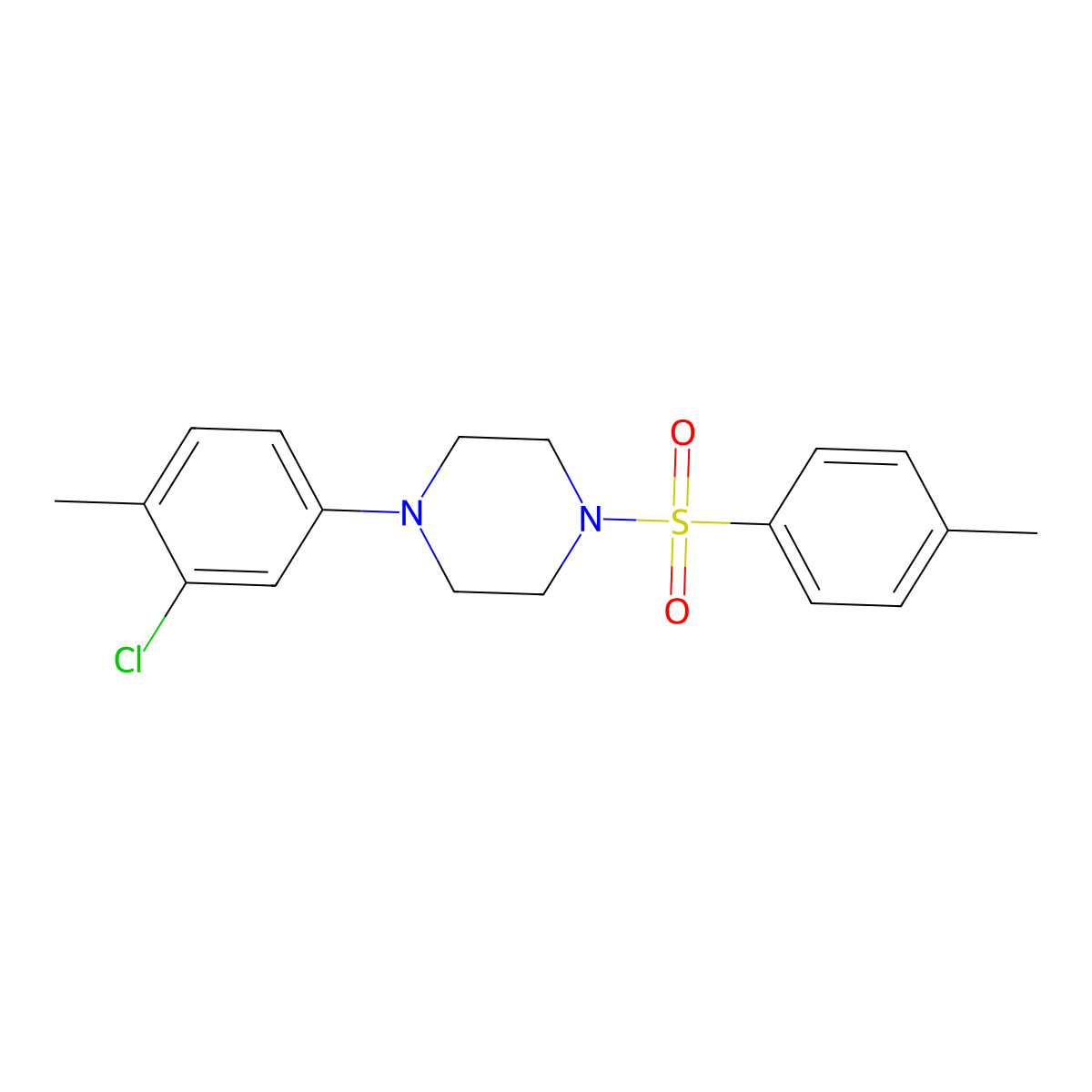 1-(3-Chloro-4-methylphenyl)-4-[(4-methylphenyl)sulfonyl]piperazine molecular structure, CAS 681844-41-7