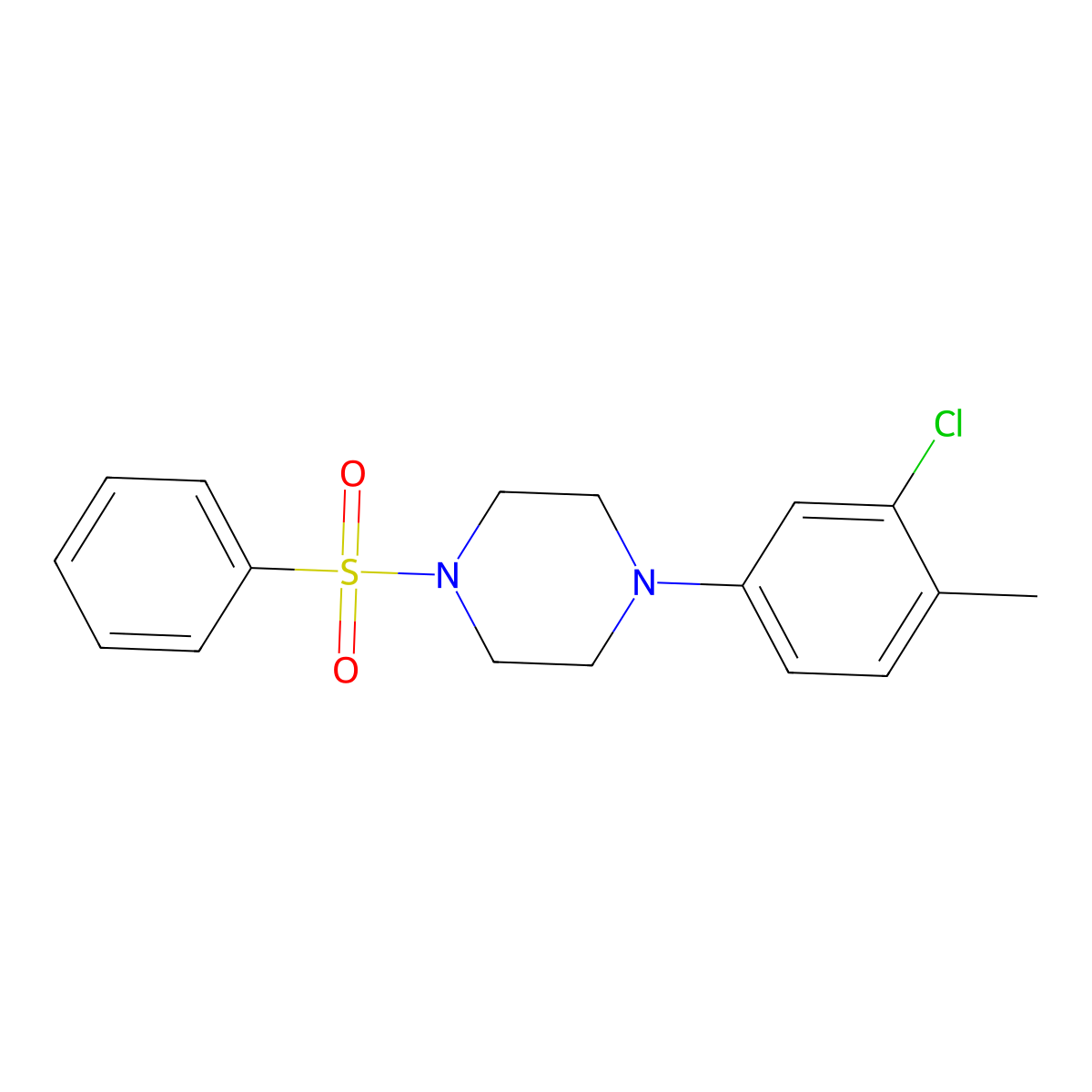 1-(3-Chloro-4-methylphenyl)-4-(phenylsulfonyl)piperazine molecular structure, CAS 681844-42-8