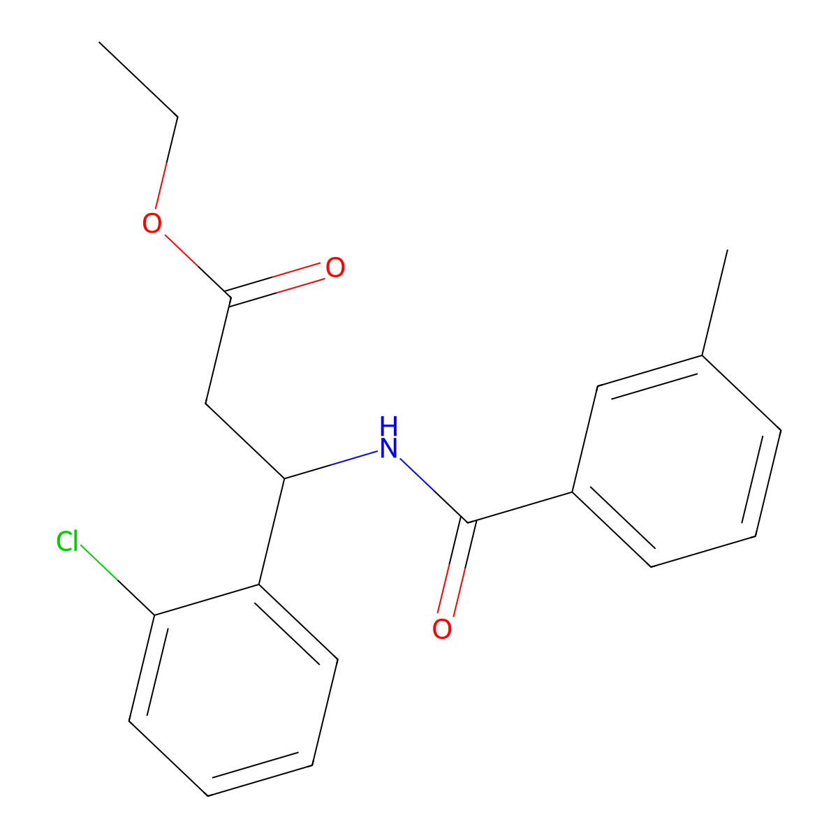 Ethyl 3-(2-chlorophenyl)-3-[(3-methylbenzoyl)amino]propanoate molecular structure, CAS 681844-52-0