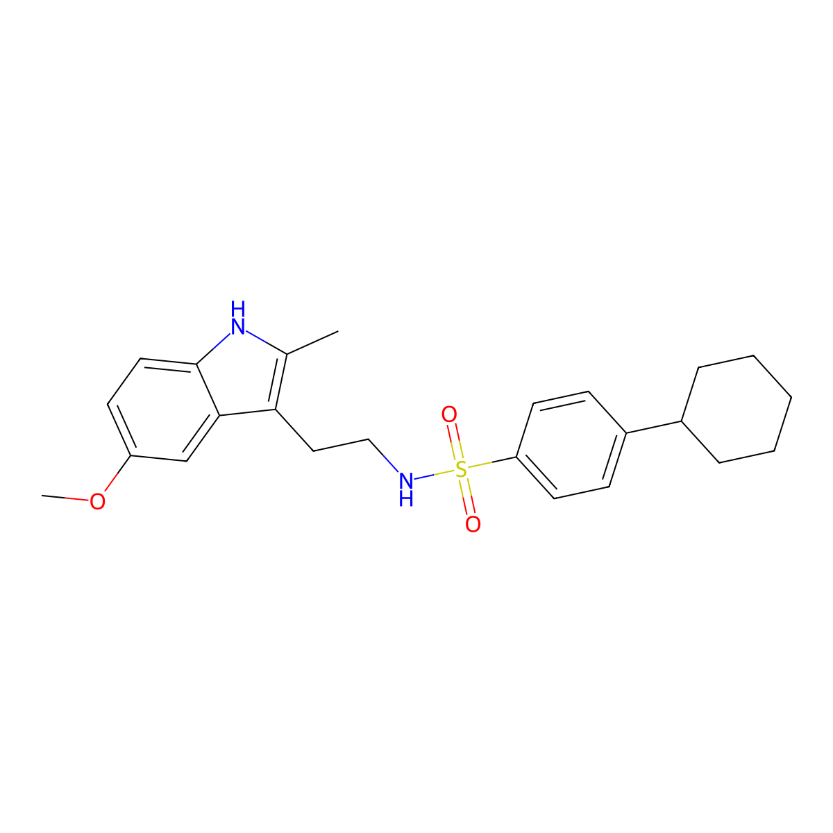 4-cyclohexyl-N-[2-(5-methoxy-2-methyl-1H-indol-3-yl)ethyl]benzenesulfonamide molecular structure, CAS 681844-67-7