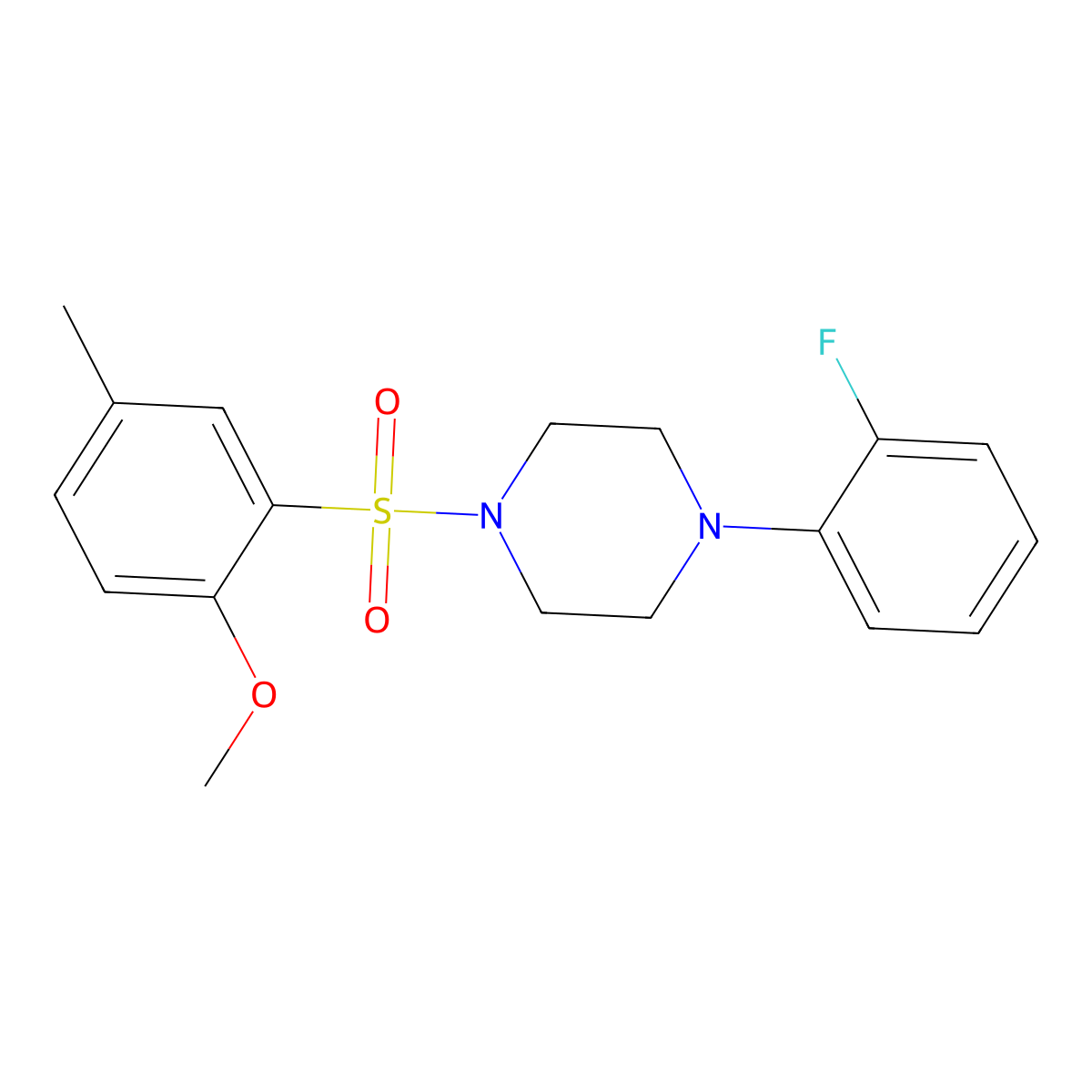 1-(2-Fluorophenyl)-4-[(2-methoxy-5-methylphenyl)sulfonyl]piperazine molecular structure, CAS 681844-70-2