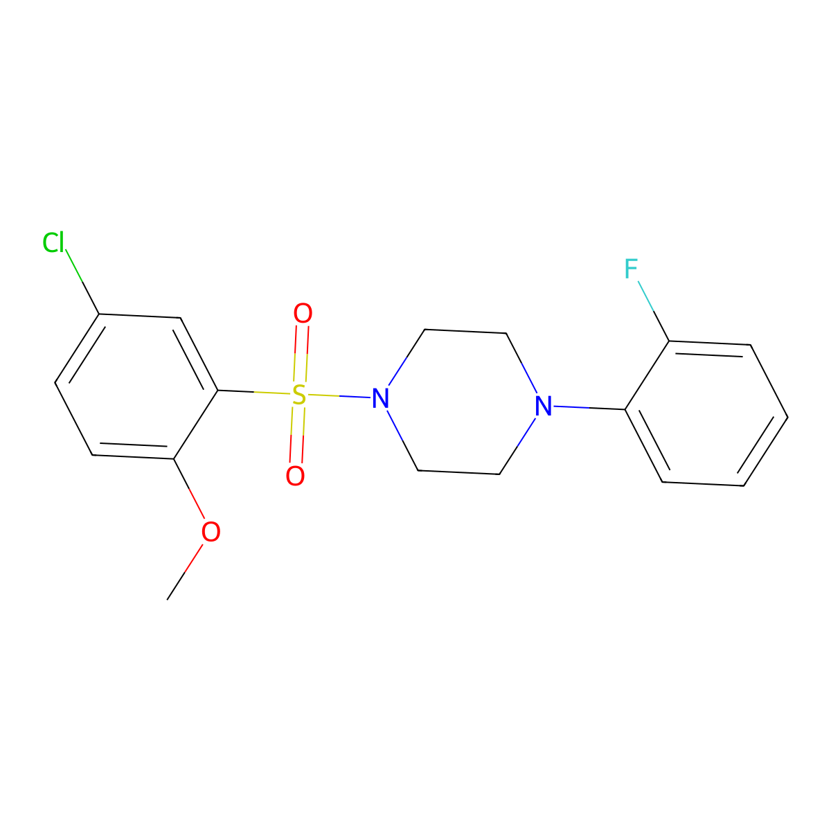 1-[(5-Chloro-2-methoxyphenyl)sulfonyl]-4-(2-fluorophenyl)piperazine molecular structure, CAS 681844-71-3
