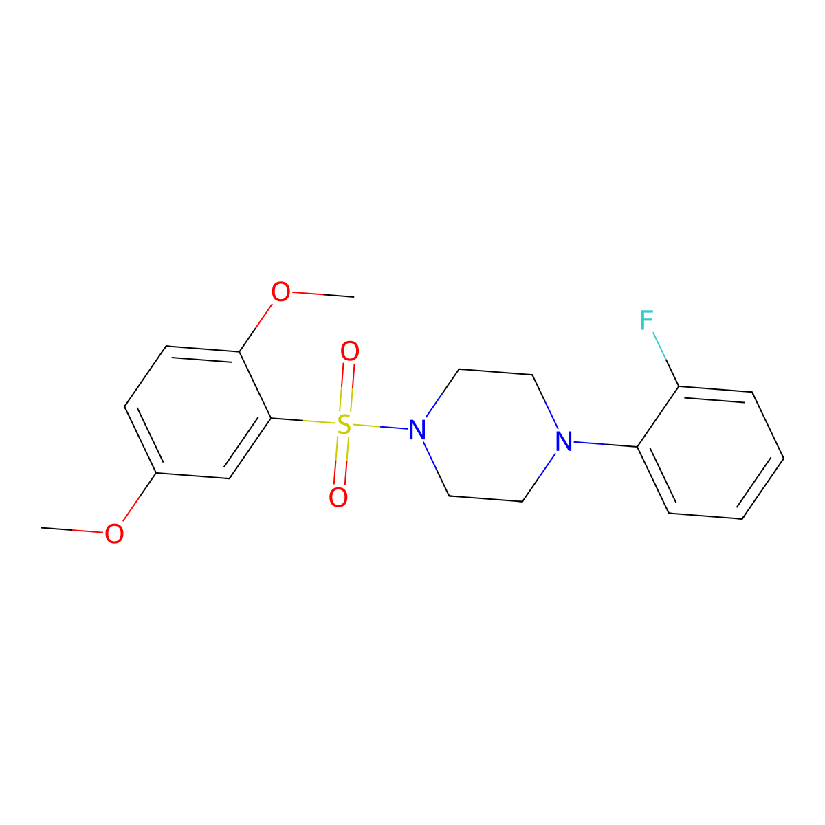 1-((2,5-Dimethoxyphenyl)sulfonyl)-4-(2-fluorophenyl)piperazine molecular structure, CAS 681844-72-4