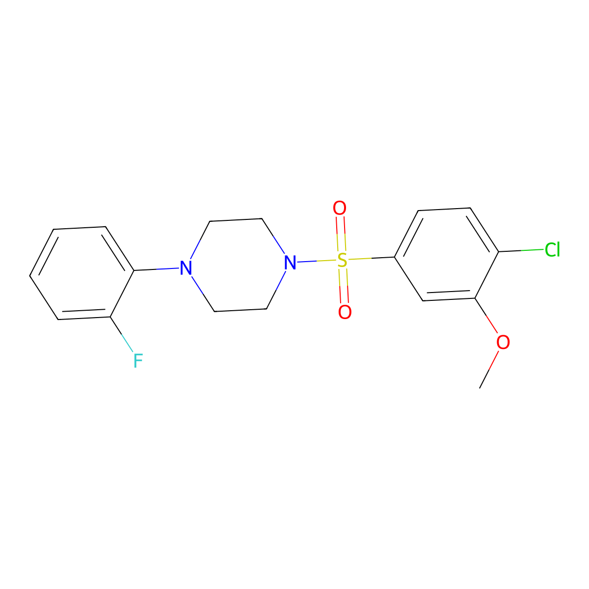 1-[(4-Chloro-3-methoxyphenyl)sulfonyl]-4-(2-fluorophenyl)piperazine molecular structure, CAS 681844-73-5