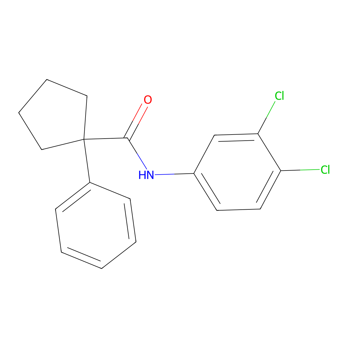 N-(3,4-dichlorophenyl)-1-phenylcyclopentane-1-carboxamide molecular structure, CAS 681845-09-0