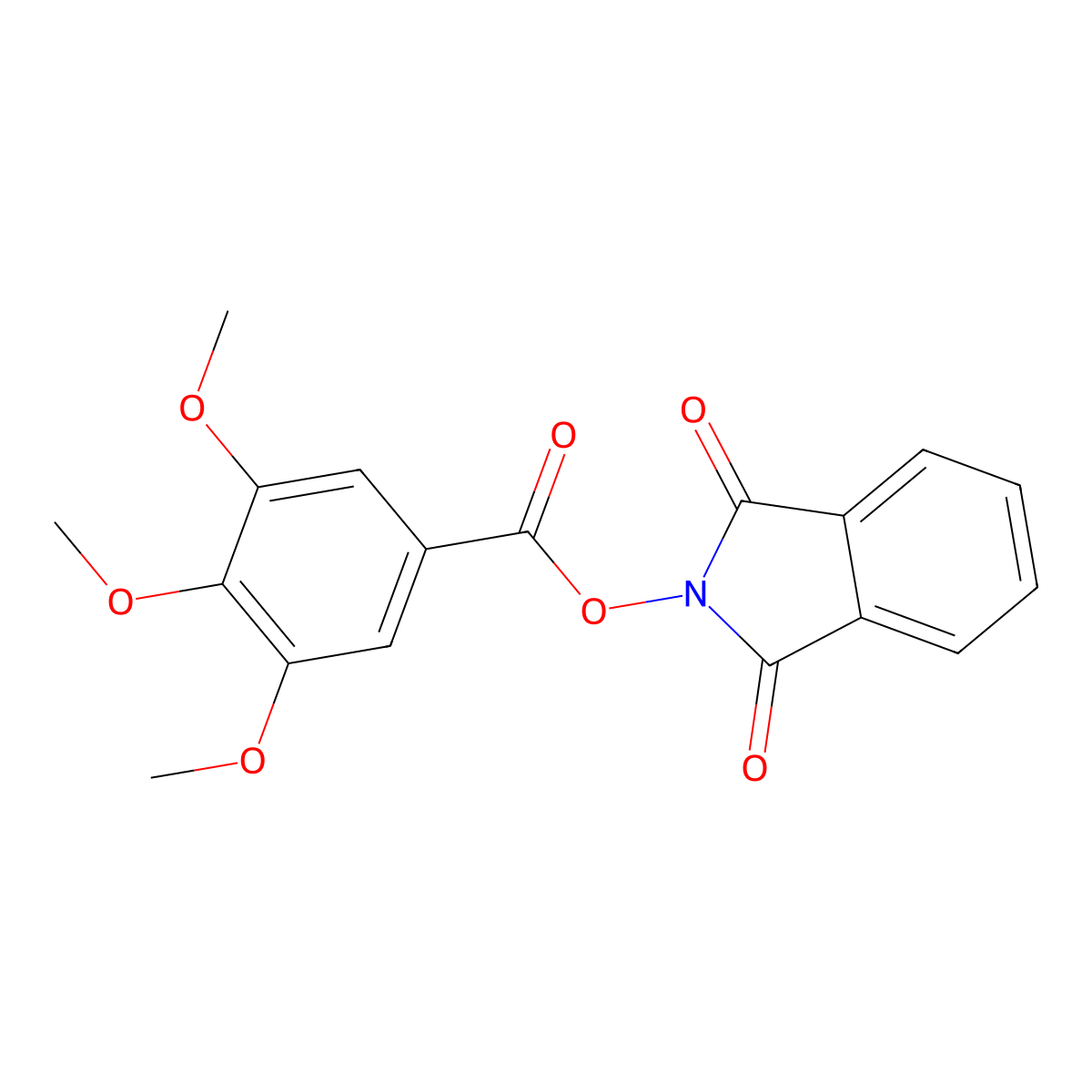 3,4,5-Trimethoxybenzoic acid 1,3-dioxo-1,3-dihydroisoindol-2-yl ester molecular structure, CAS 681845-28-3
