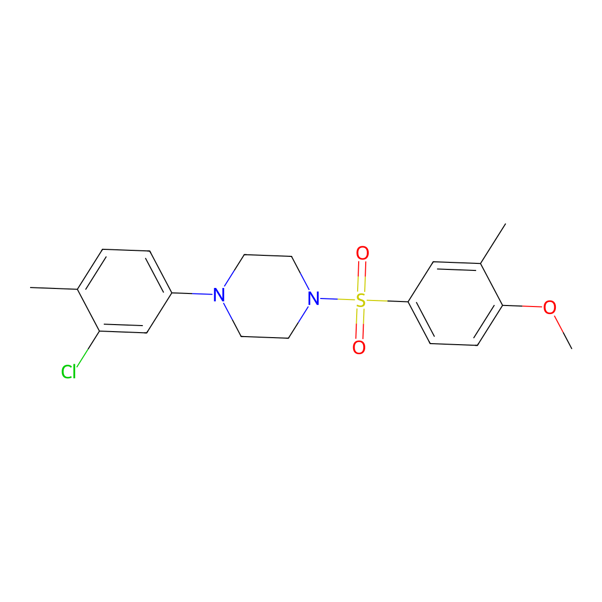1-(3-Chloro-4-methylphenyl)-4-[(4-methoxy-3-methylphenyl)sulfonyl]piperazine molecular structure, CAS 681845-32-9
