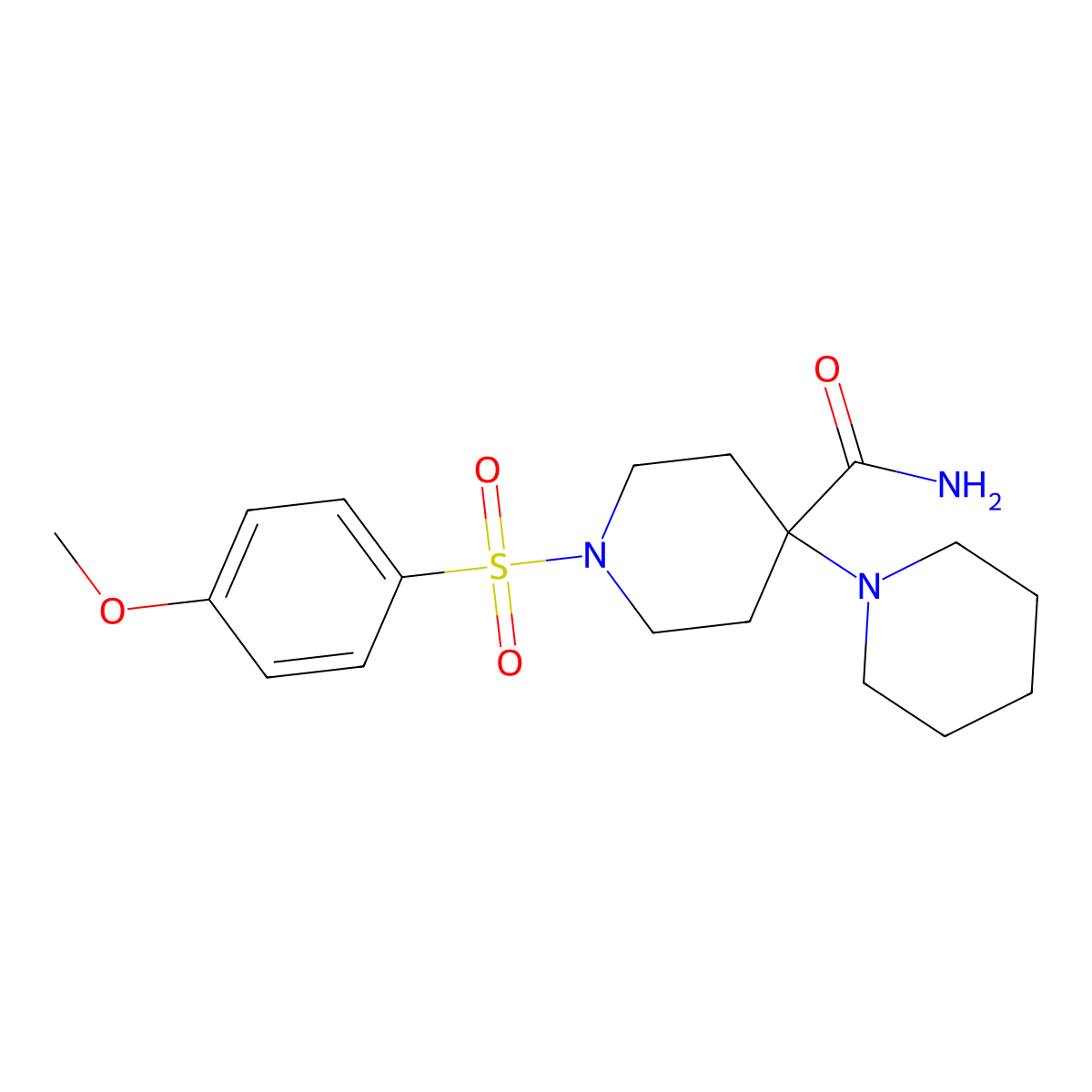1'-[(4-Methoxyphenyl)sulfonyl]-1,4'-bipiperidine-4'-carboxamide molecular structure, CAS 681850-35-1