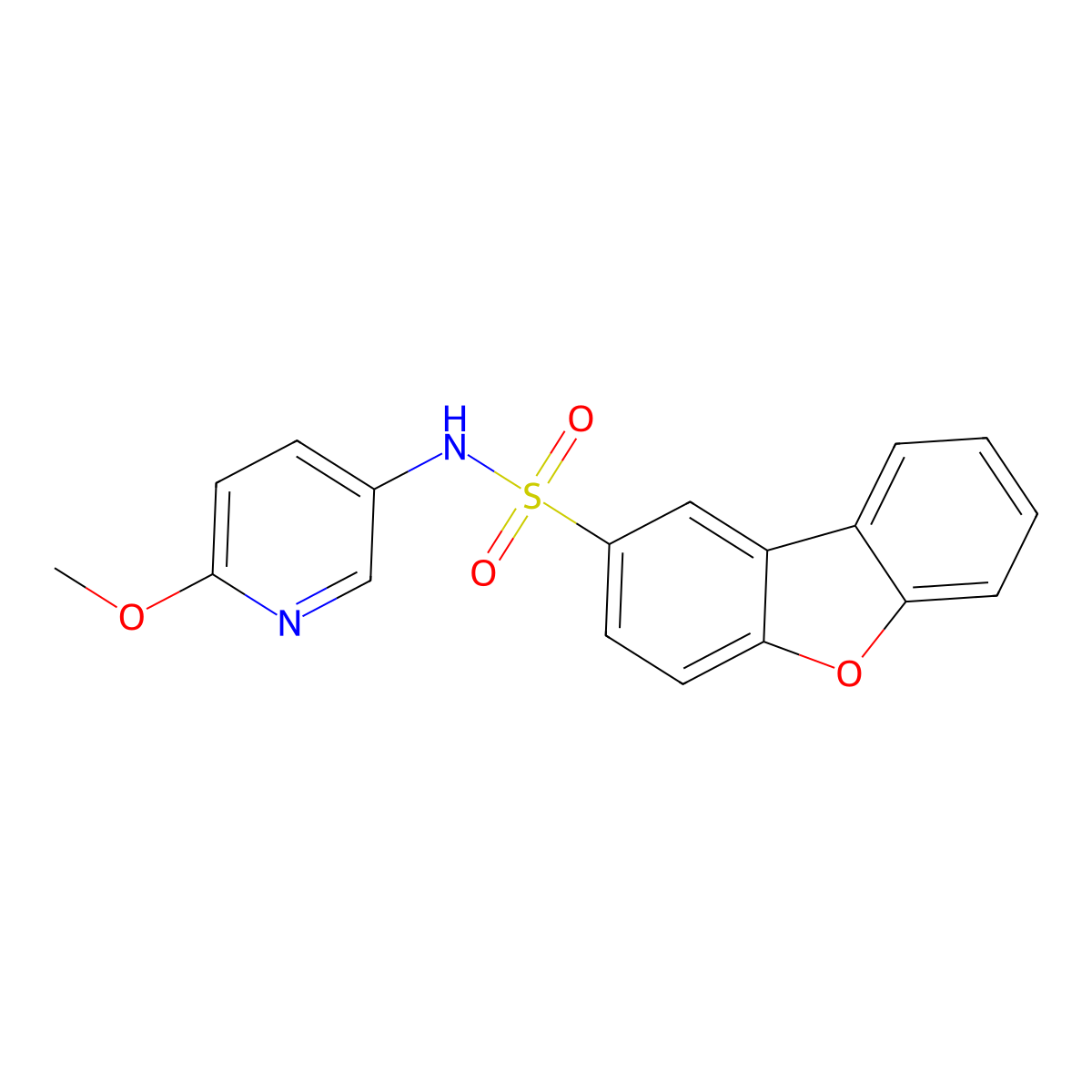 N-(6-methoxypyridin-3-yl)dibenzofuran-2-sulfonamide molecular structure, CAS 681850-63-5