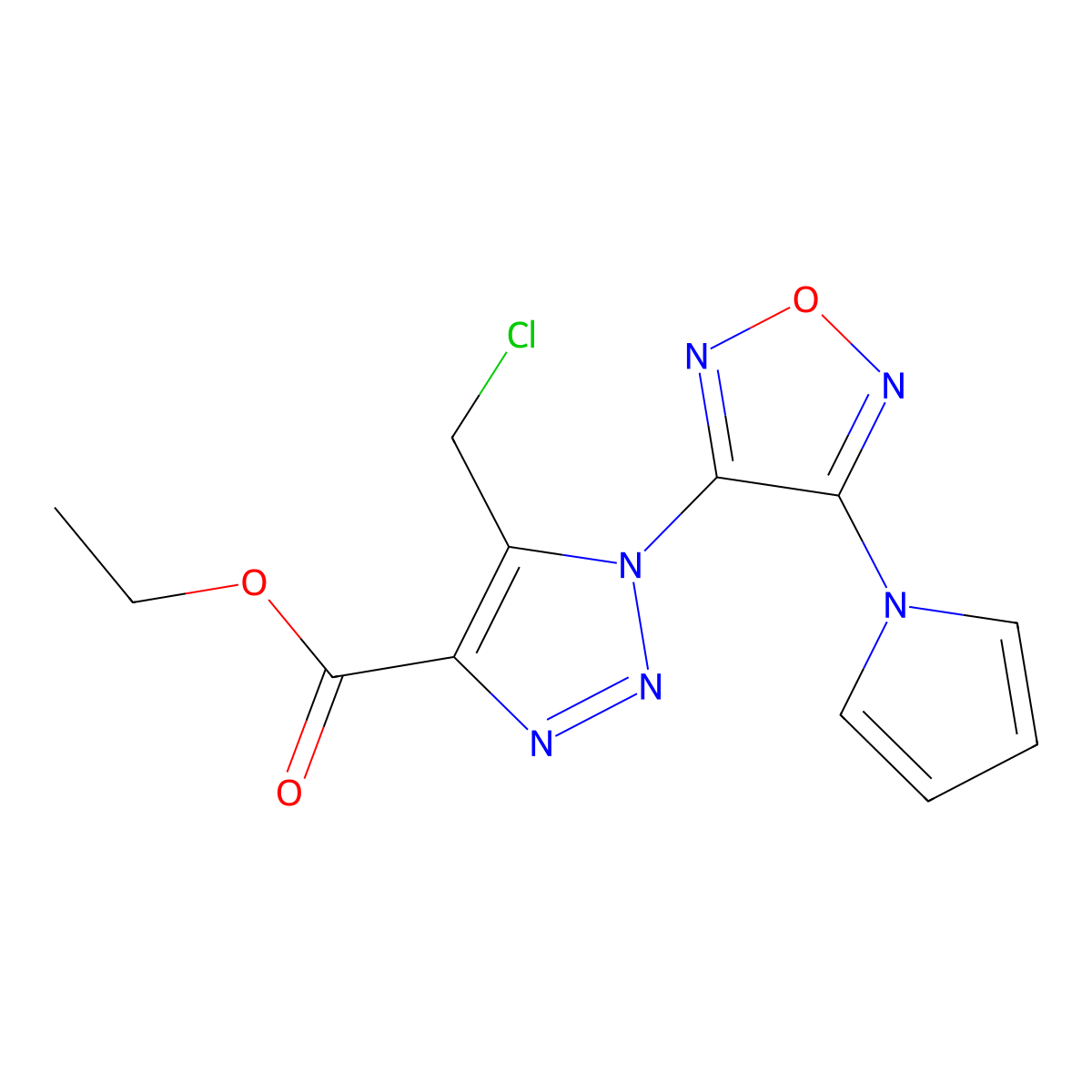ethyl 5-(chloromethyl)-1-[4-(1H-pyrrol-1-yl)-1,2,5-oxadiazol-3-yl]-1H-1,2,3-triazole-4-carboxylate molecular structure, CAS 681851-71-8