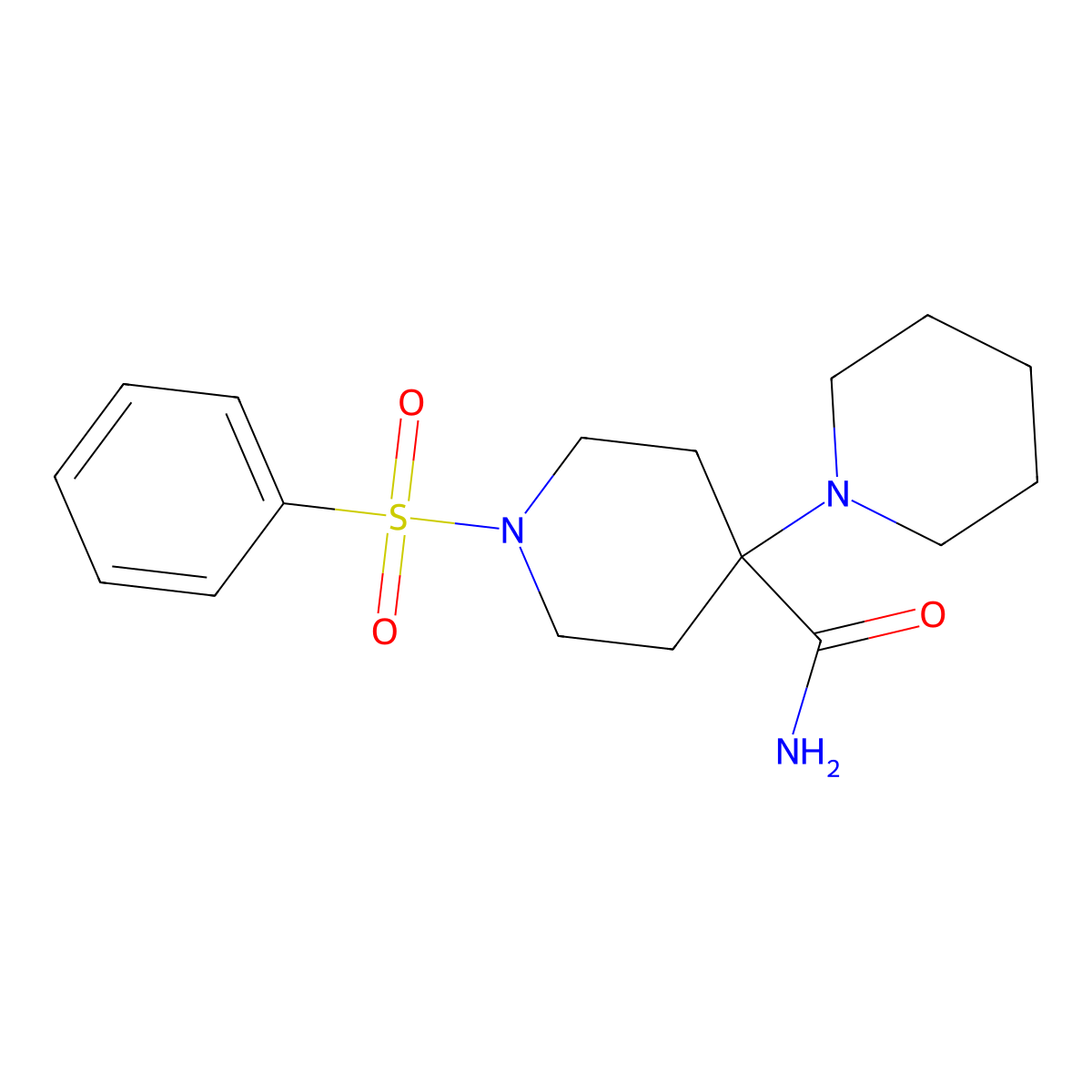 1-(Benzenesulfonyl)-4-piperidin-1-ylpiperidine-4-carboxamide molecular structure, CAS 681851-73-0