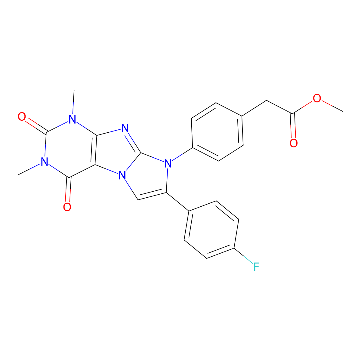 Methyl 2-[4-[7-(4-fluorophenyl)-2,4-dimethyl-1,3-dioxopurino[7,8-a]imidazol-6-yl]phenyl]acetate molecular structure, CAS 681852-12-0